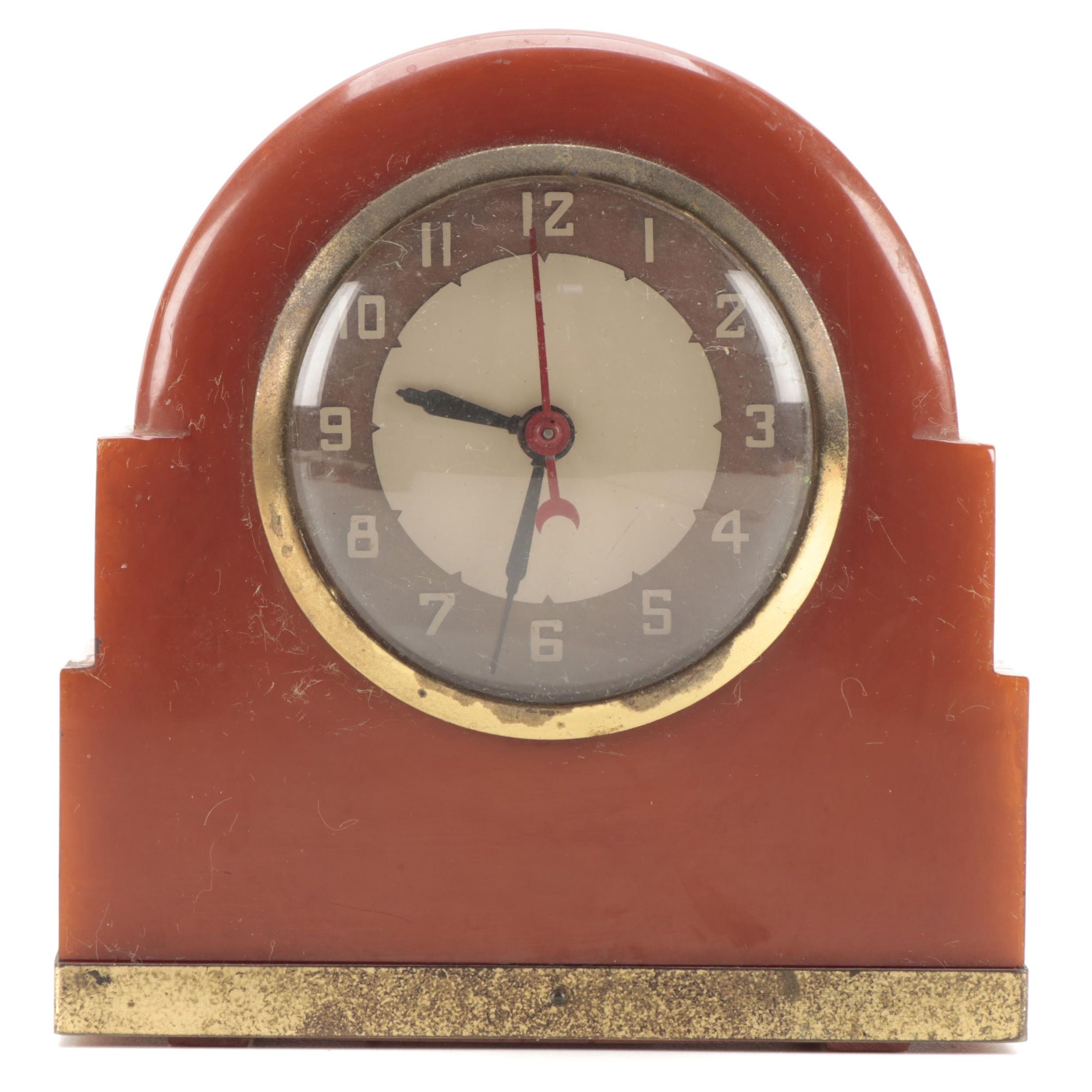 Lackner Cincinnati "Dulcy" Neon-Glo Bakelite Desk Clock, Early to Mid-20th C.