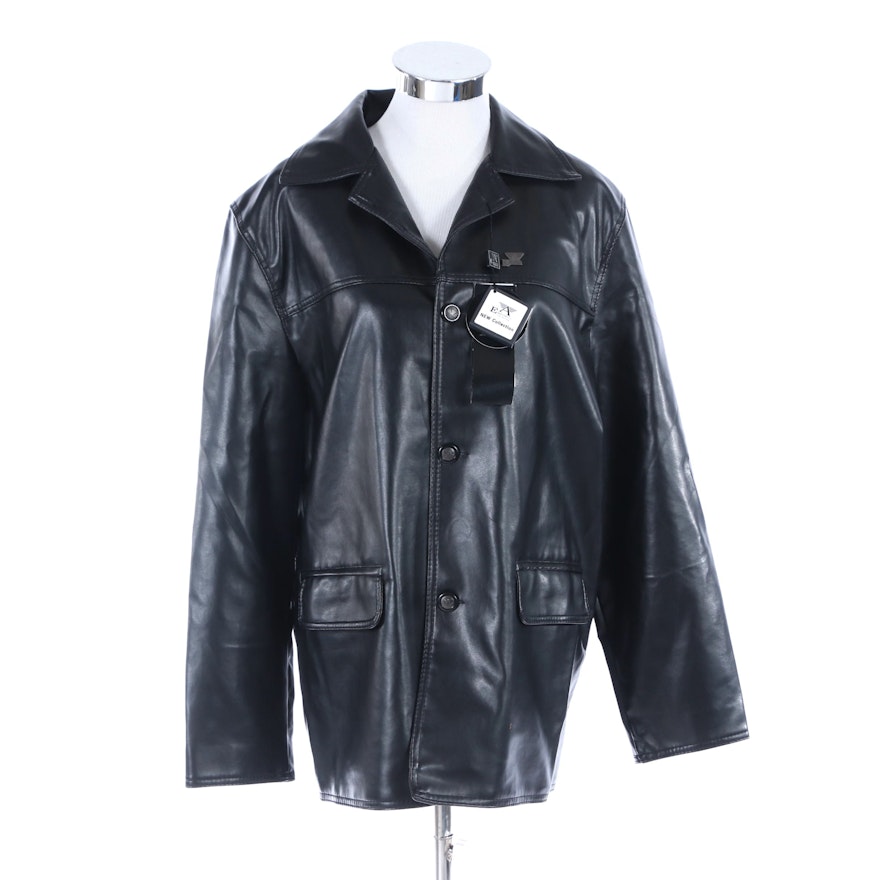 A Emporio Collezione Coat in Black Faux Leather