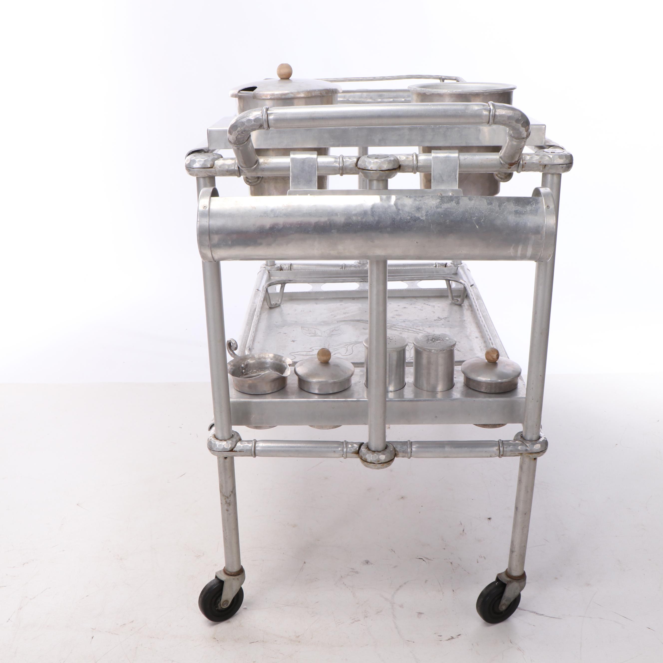 Russel Wright Everlast Forged Aluminum Mobile Bar or Serving Cart