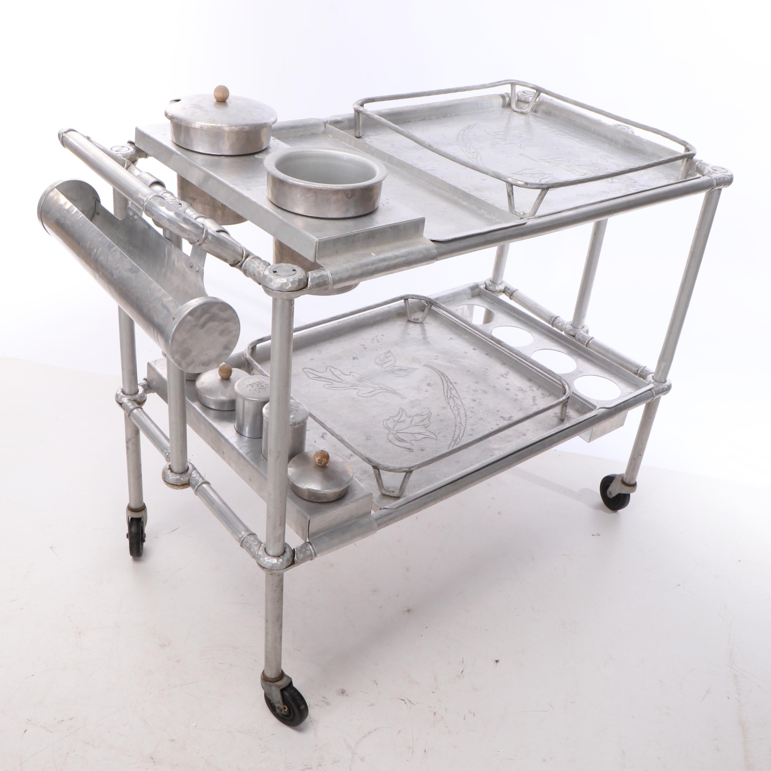 Russel Wright Everlast Forged Aluminum Mobile Bar or Serving Cart
