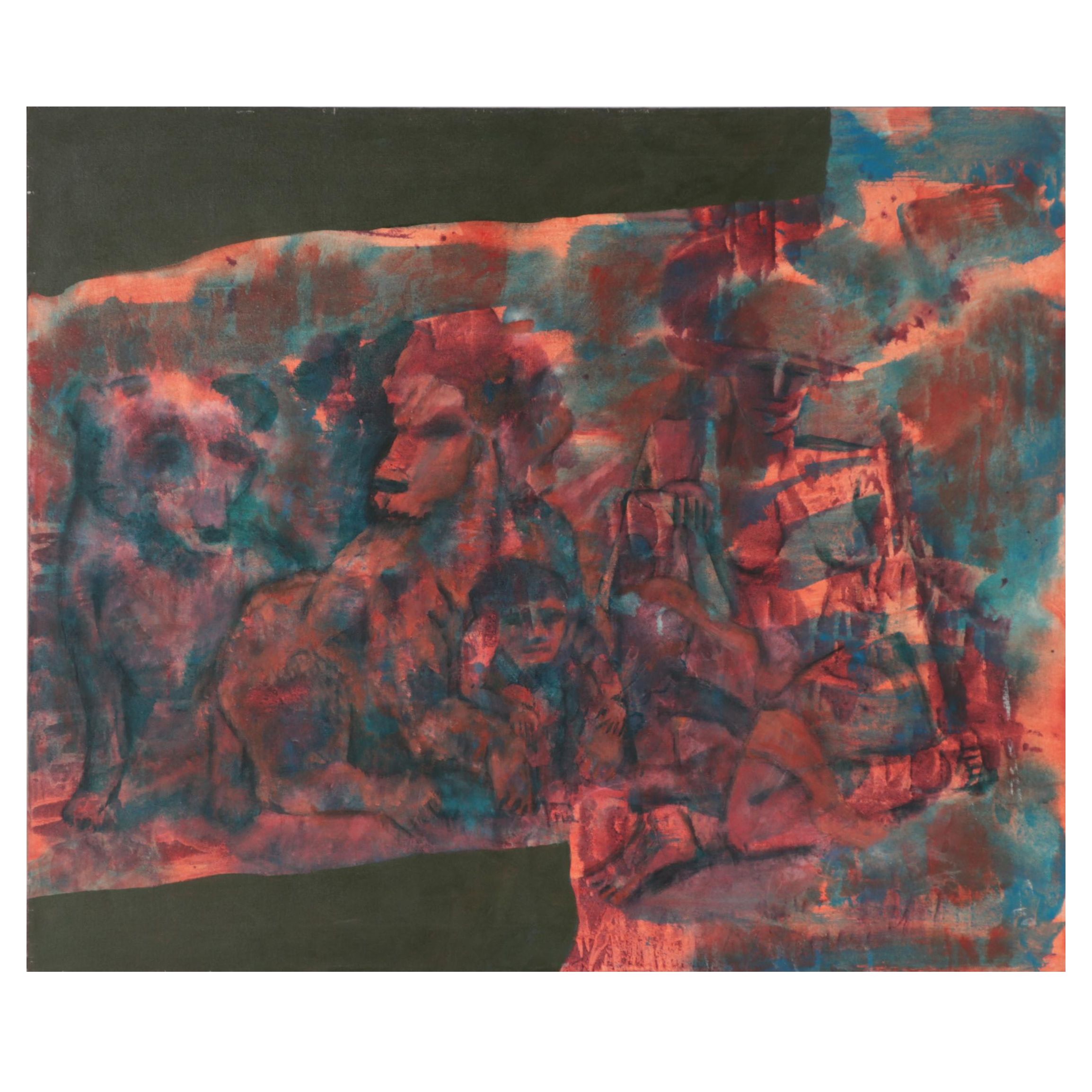 Don Stacy Large-Scale Abstract Oil Painting, Circa 1980