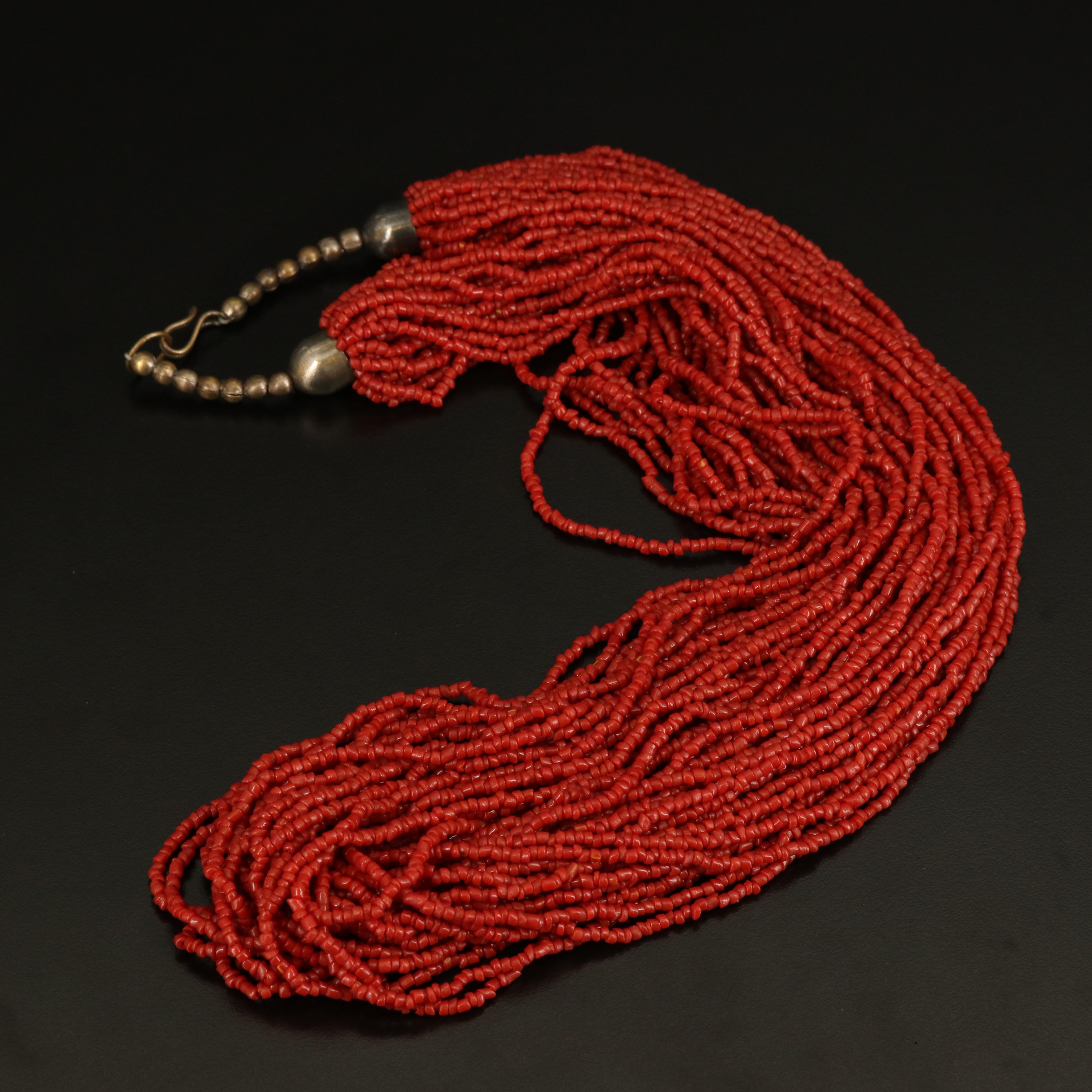 Coral Expandable Bracelet and Multi-Strand Faux Coral Necklace