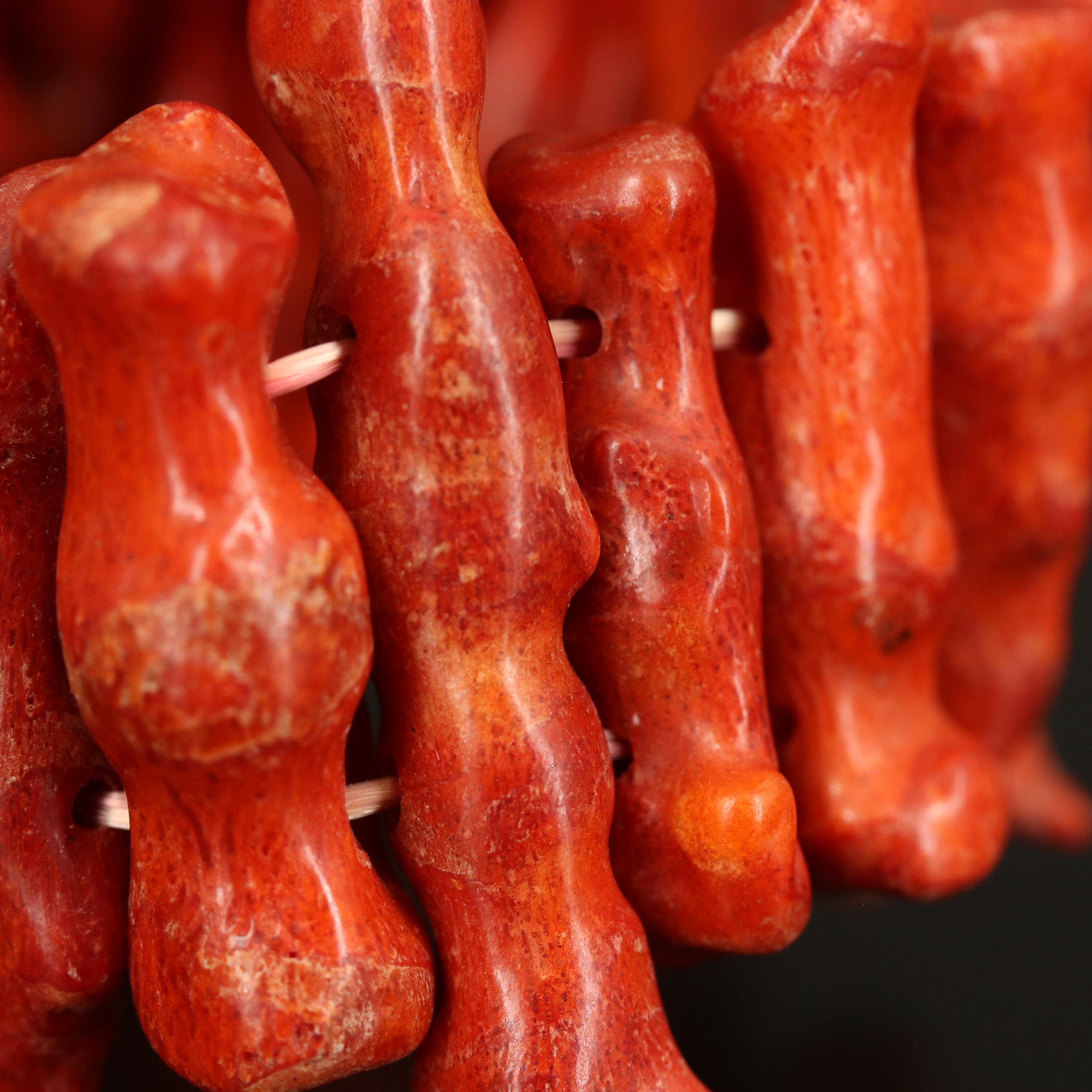 Coral Expandable Bracelet and Multi-Strand Faux Coral Necklace