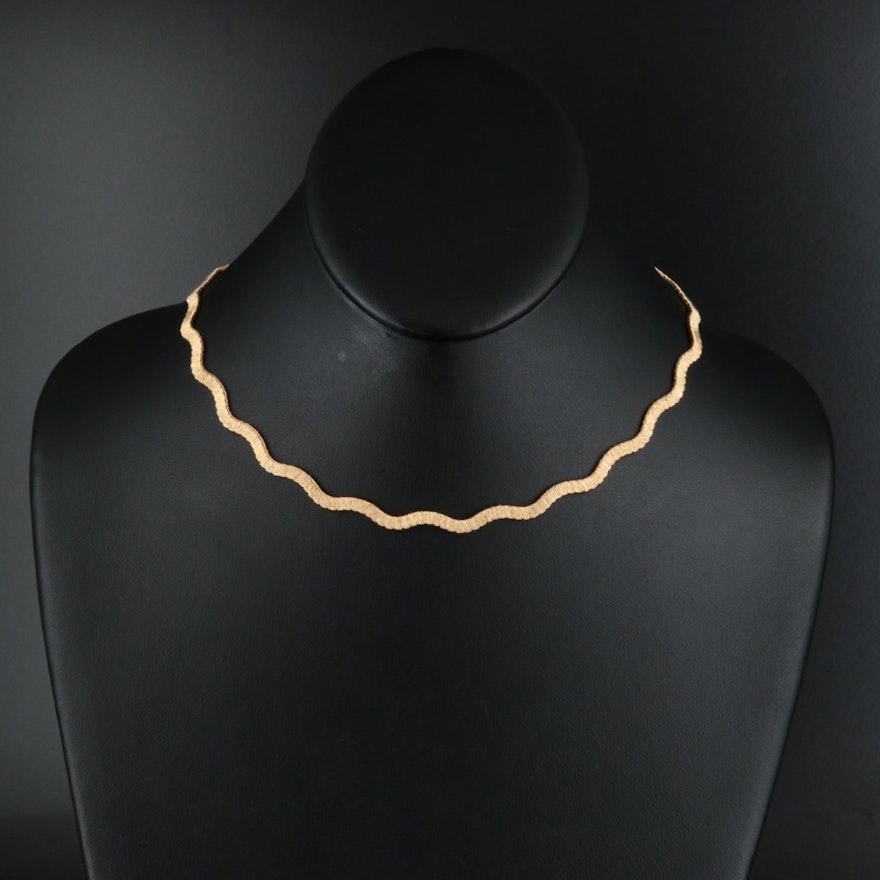 14K Italian Gold Wire Wrapped Wave Necklace