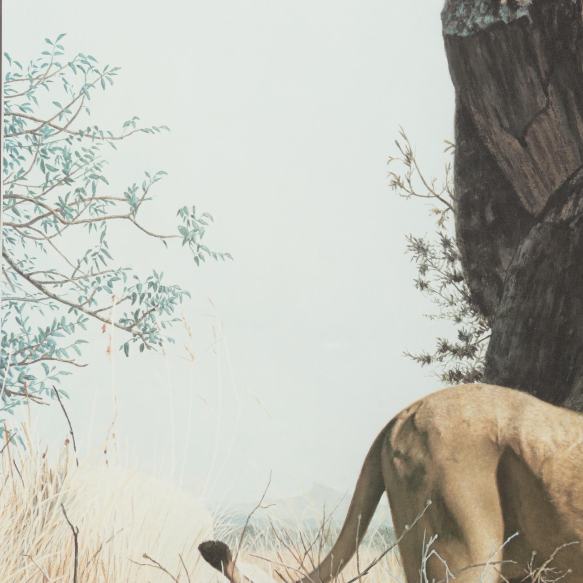 Charles Fracé African Lion Offset Lithograph "Mighty Warrior," 1990