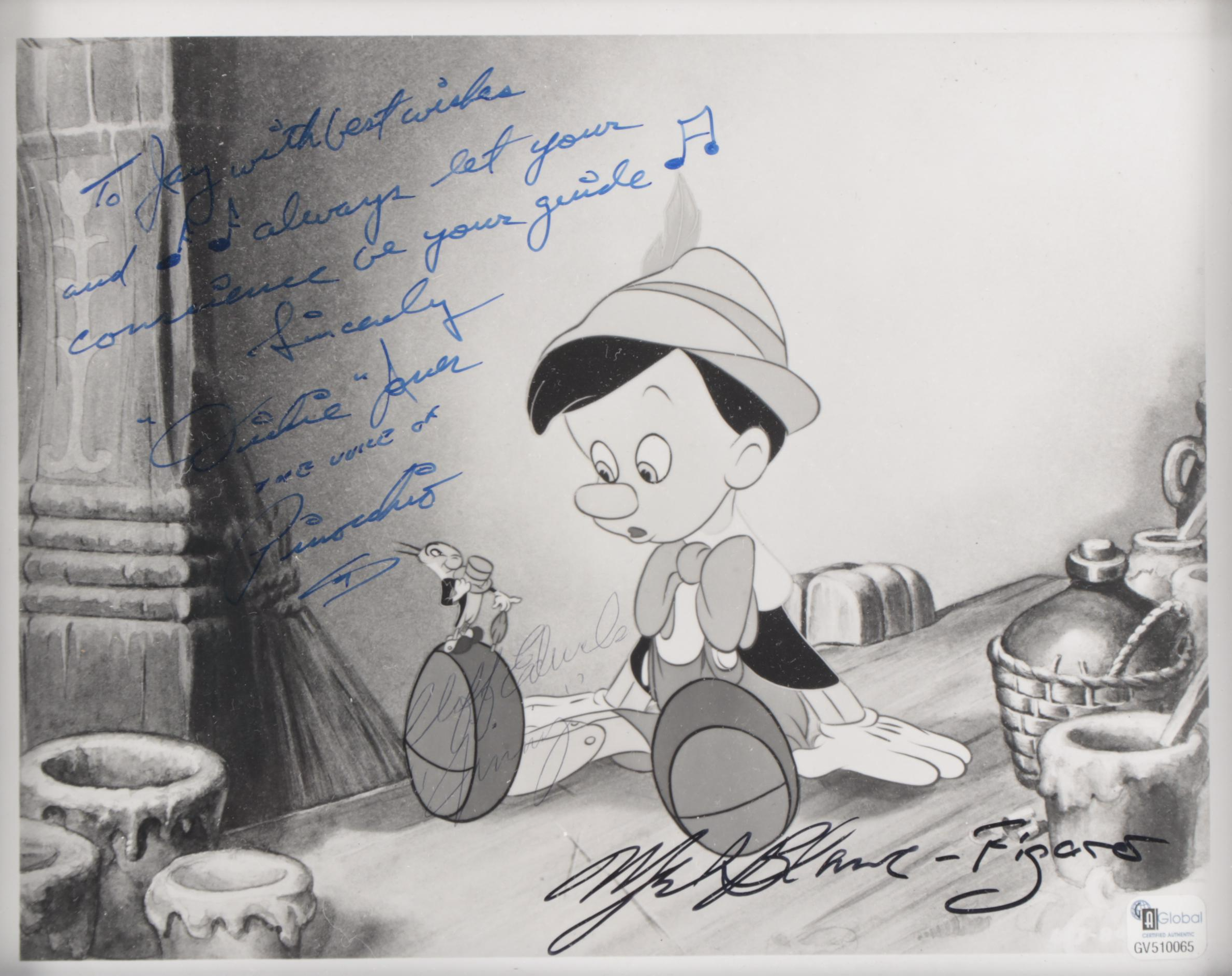 Mel Blanc, Dickie Jones and Cliff Edwards Signed "Pinocchio" Movie Still, COA