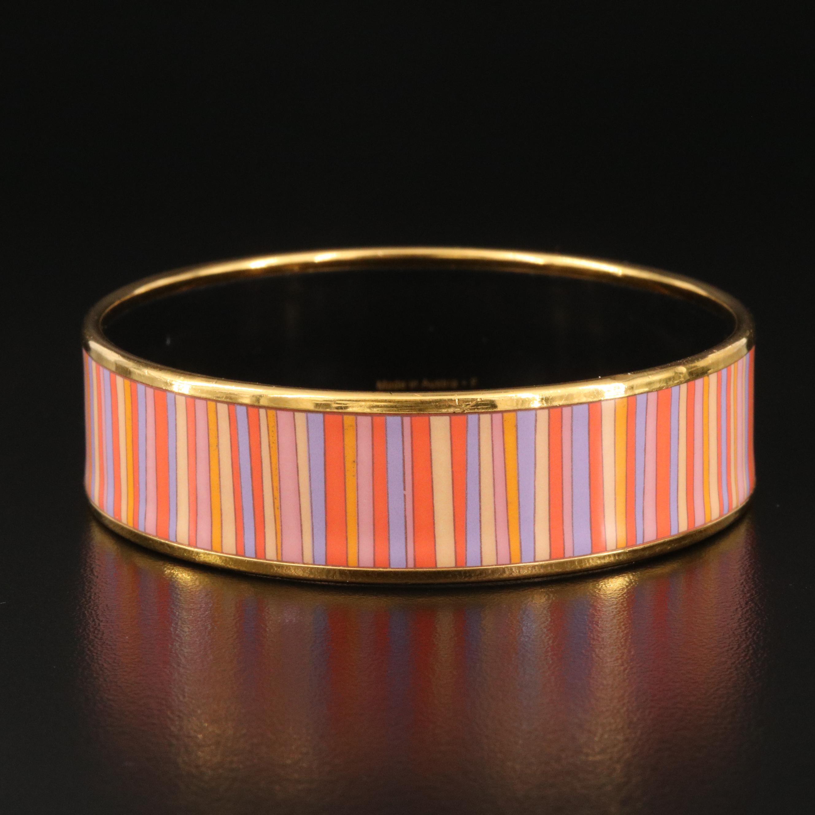 Vintage Hermès "Carioca Stripes" Wide Enamel Bangle