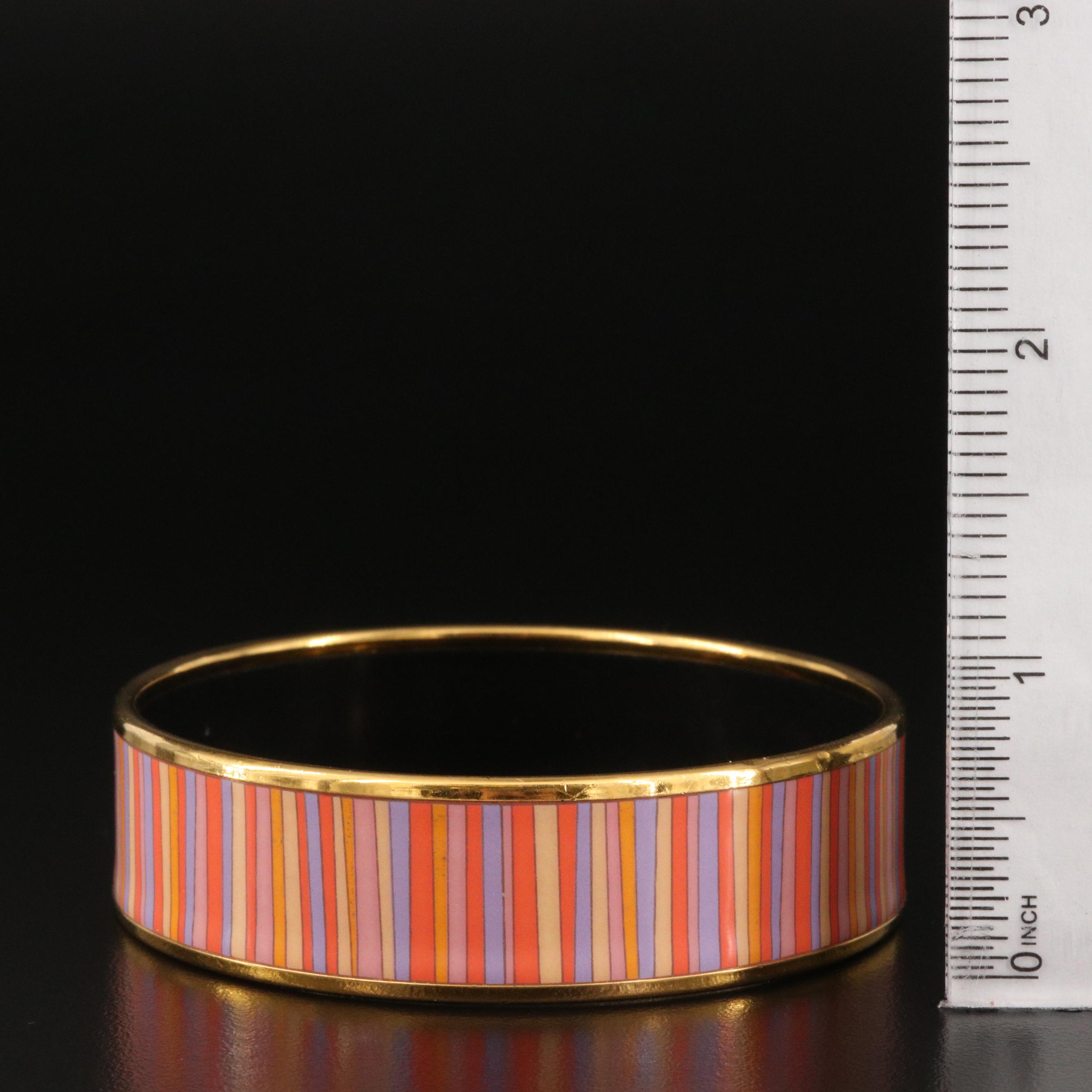 Vintage Hermès "Carioca Stripes" Wide Enamel Bangle