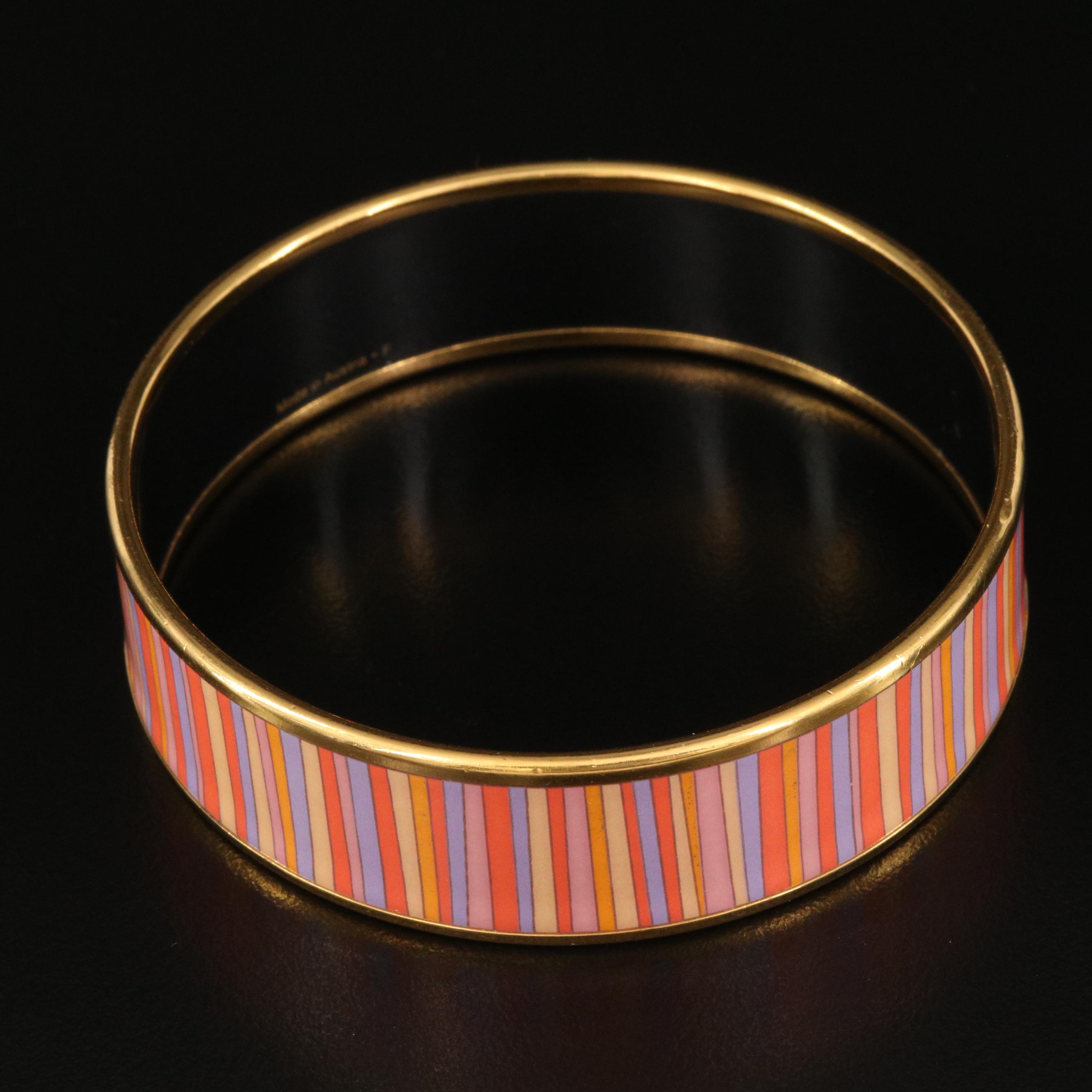 Vintage Hermès "Carioca Stripes" Wide Enamel Bangle