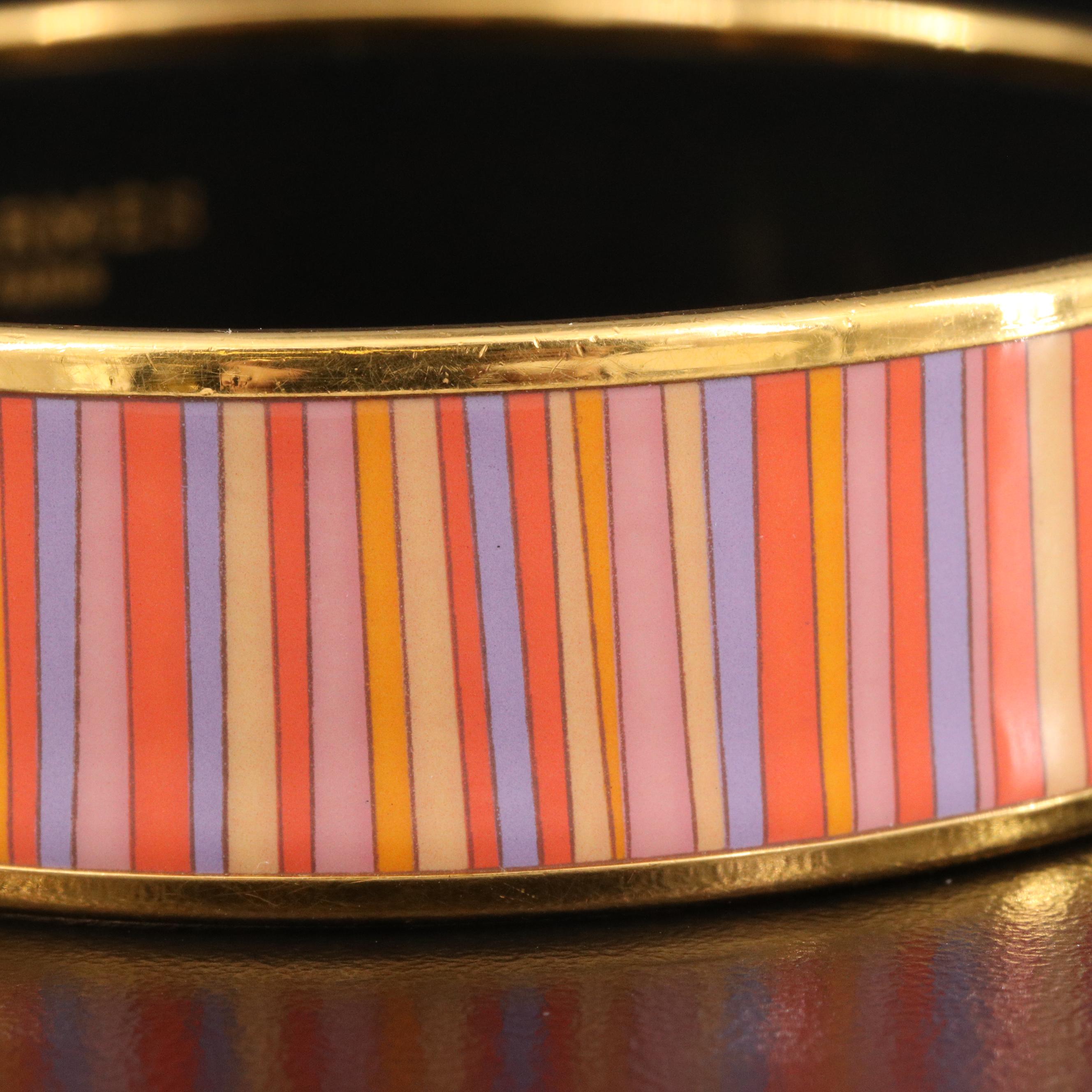 Vintage Hermès "Carioca Stripes" Wide Enamel Bangle