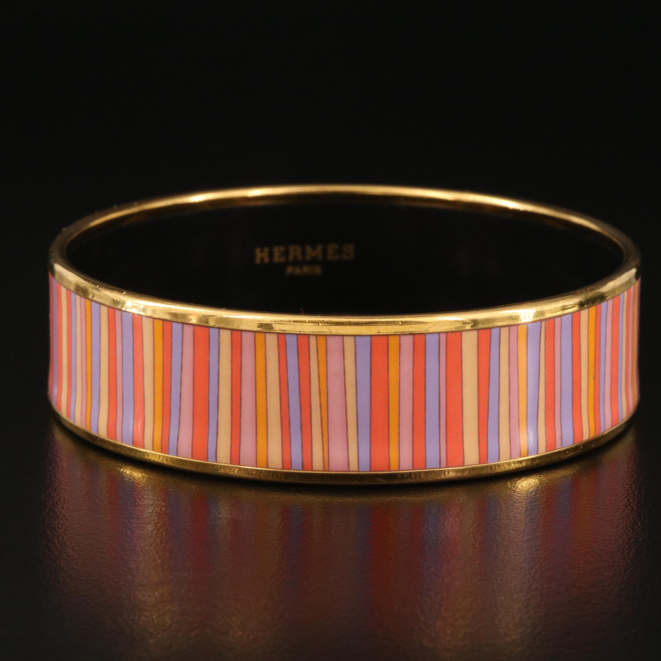 Vintage Hermès "Carioca Stripes" Wide Enamel Bangle