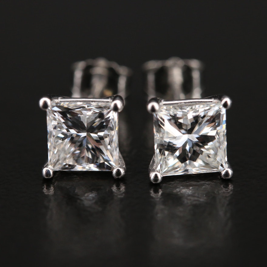 Platinum 2.11 CTW Diamond Stud Earrings with GIA eReports