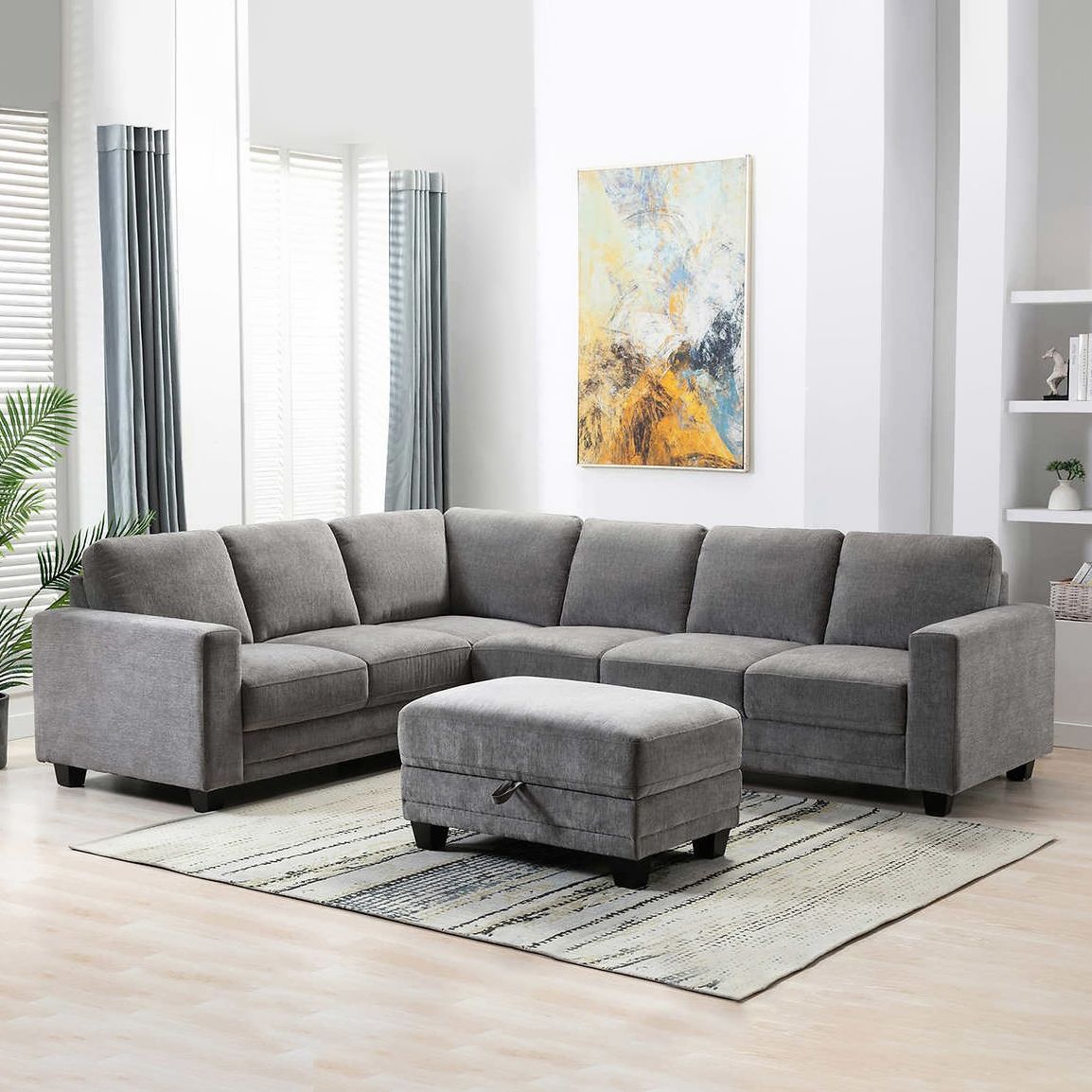 "Santana" Fabric Sectional with Storage Ottoman