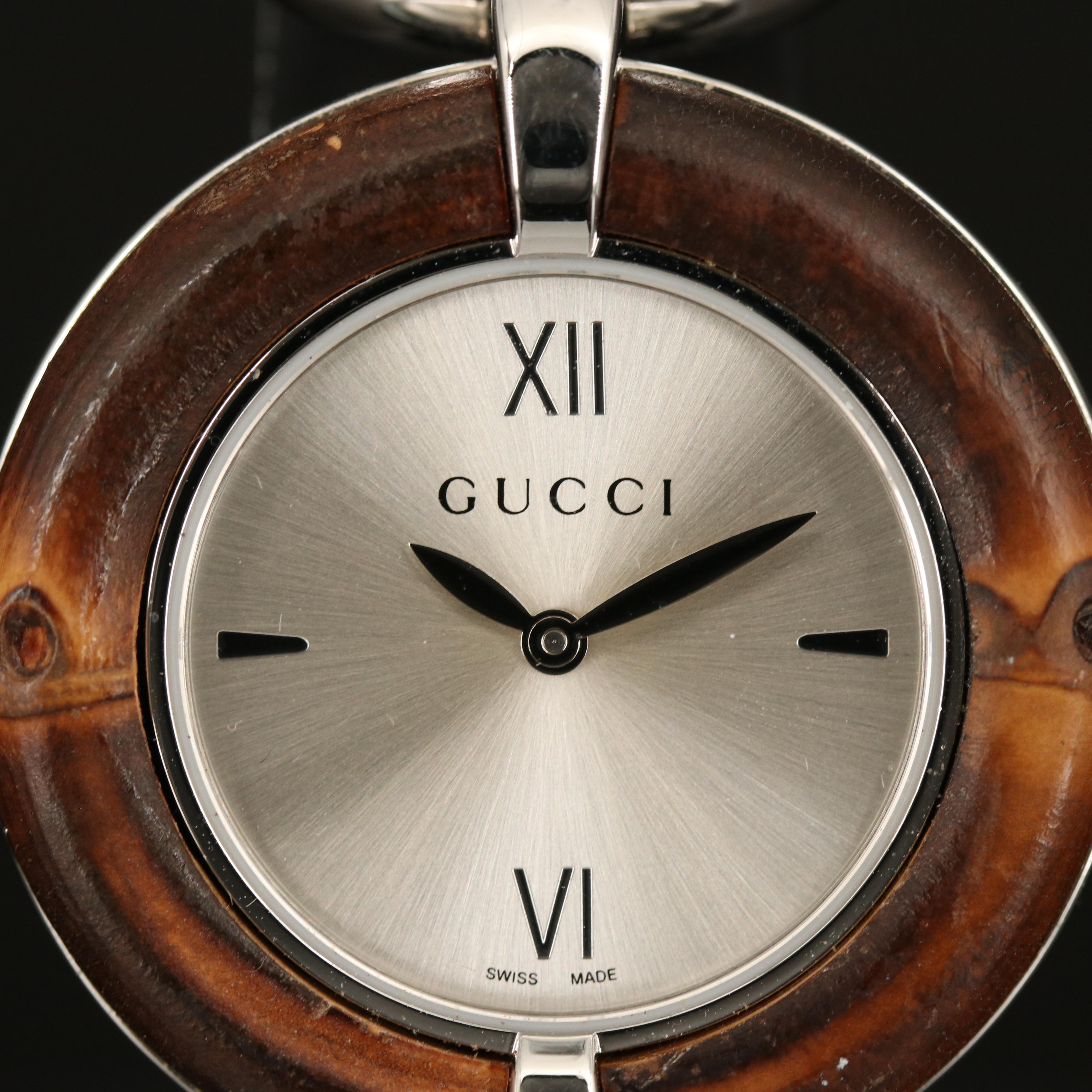 Gucci "132.4" Bamboo and Stainless Steel Quartz Watch