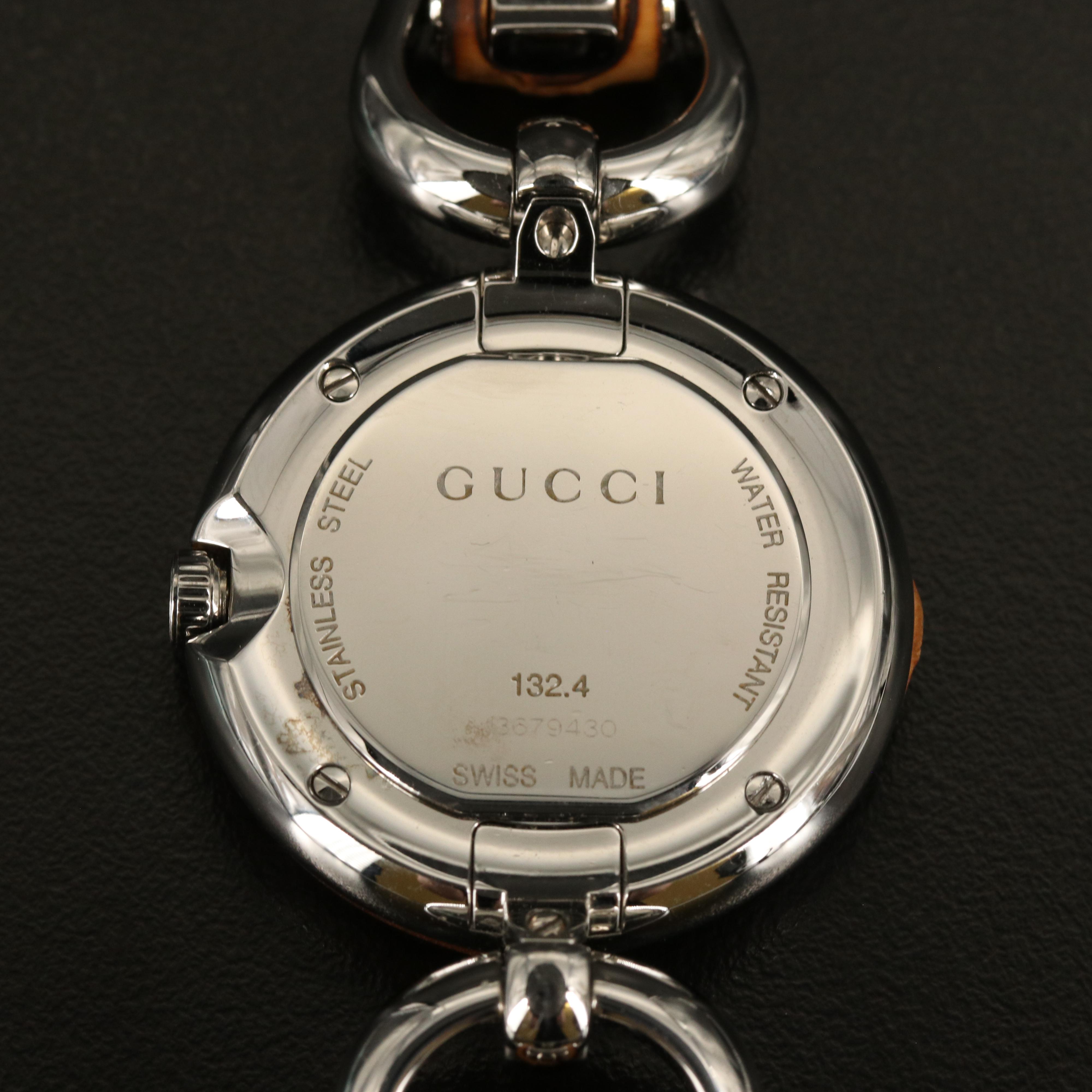 Gucci "132.4" Bamboo and Stainless Steel Quartz Watch