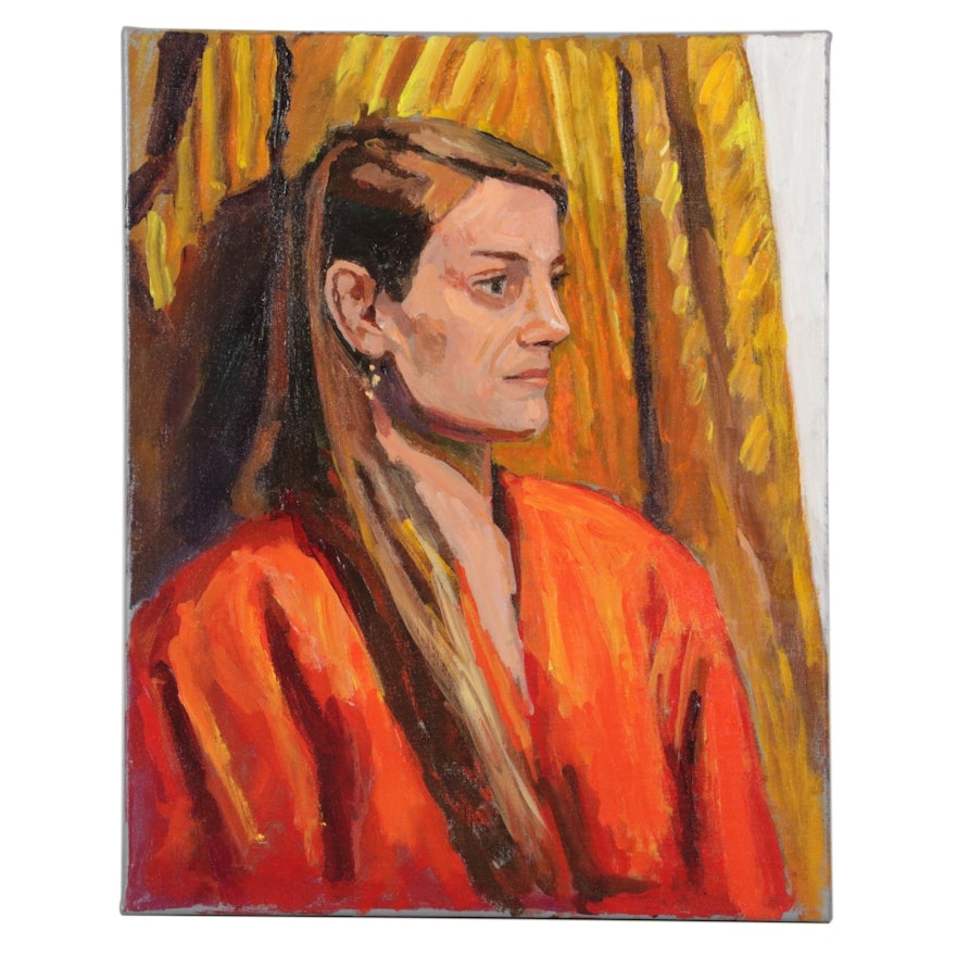 Stephen Hankin Acrylic Painting "Portrait of Mary," Circa 2018
