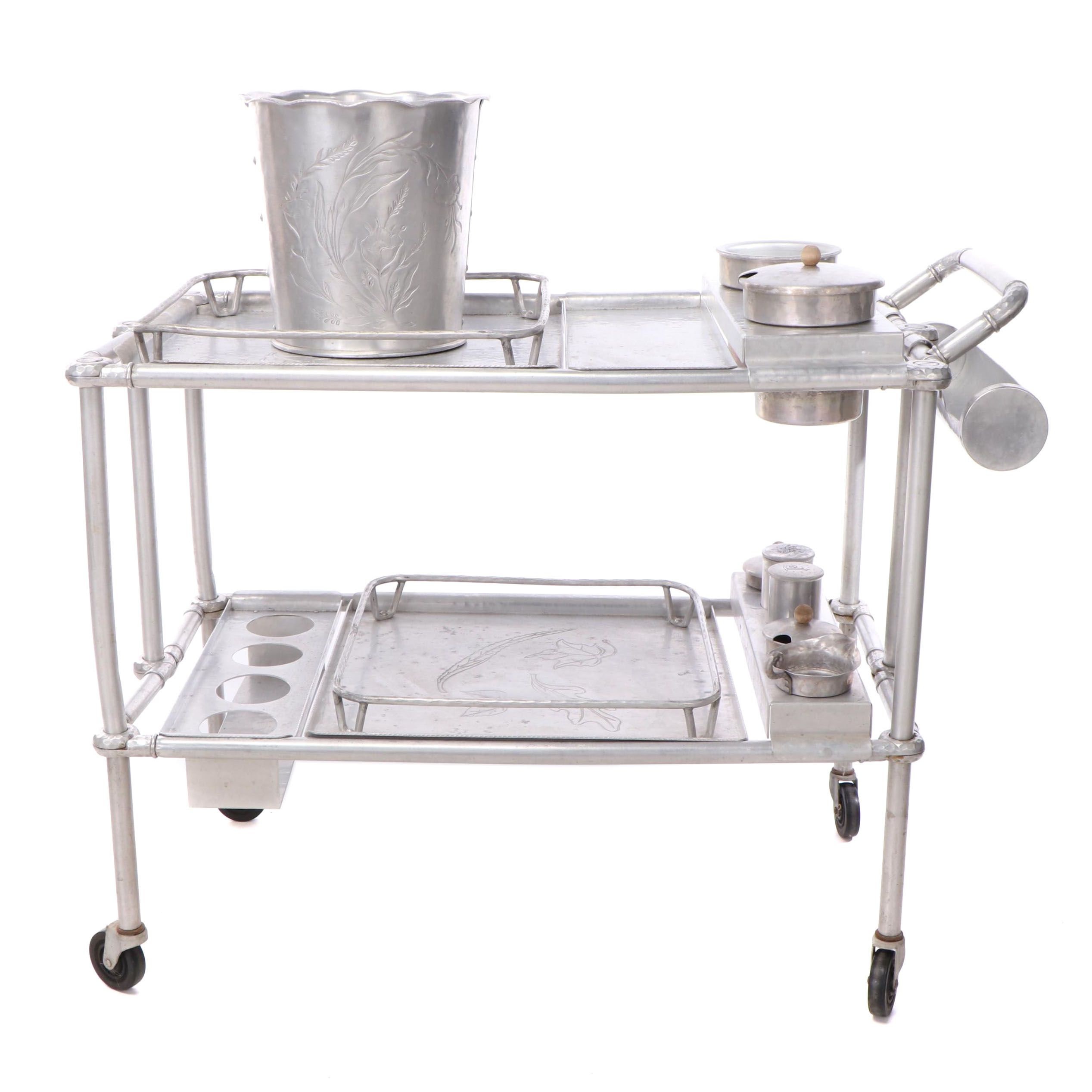 Russel Wright Everlast Forged Aluminum Mobile Bar or Serving Cart