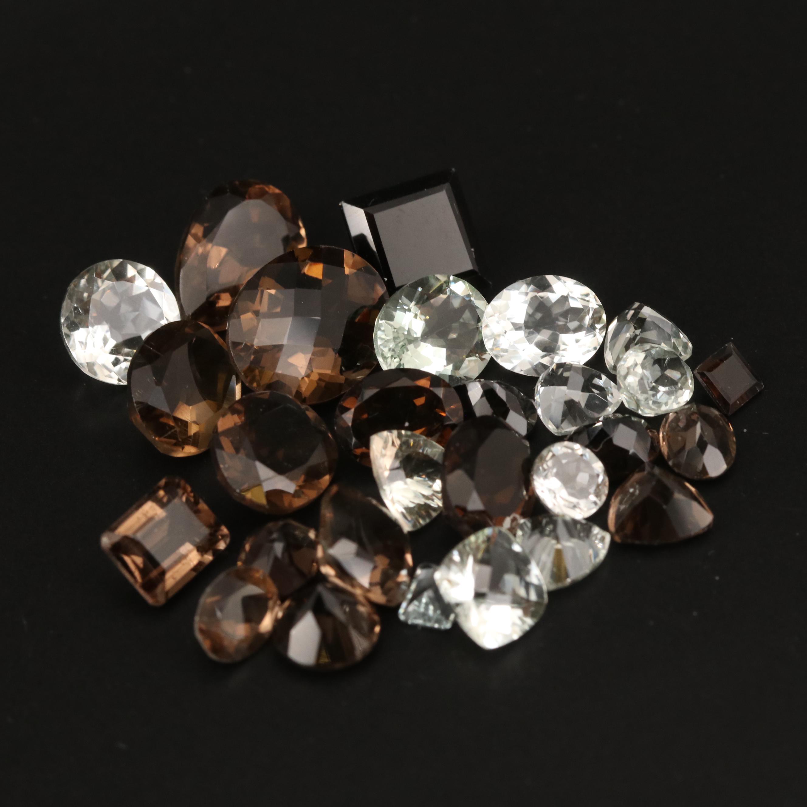 Loose 67.02 CTW Mixed Faceted Prasiolite and Smoky Quartz