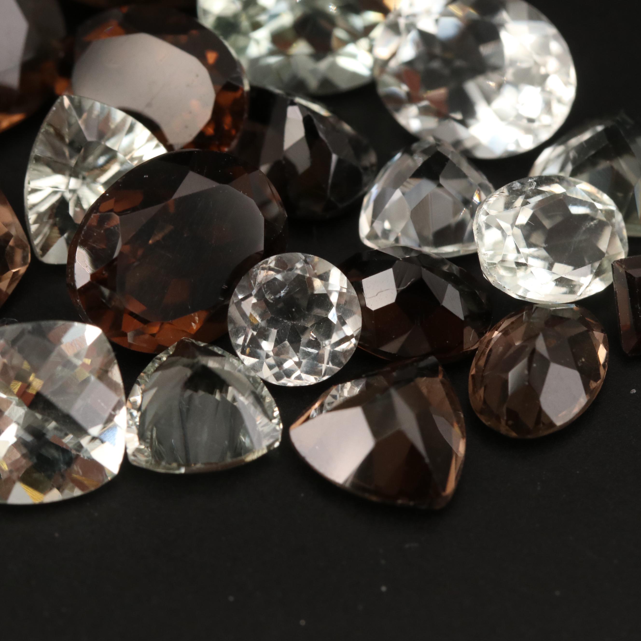 Loose 67.02 CTW Mixed Faceted Prasiolite and Smoky Quartz