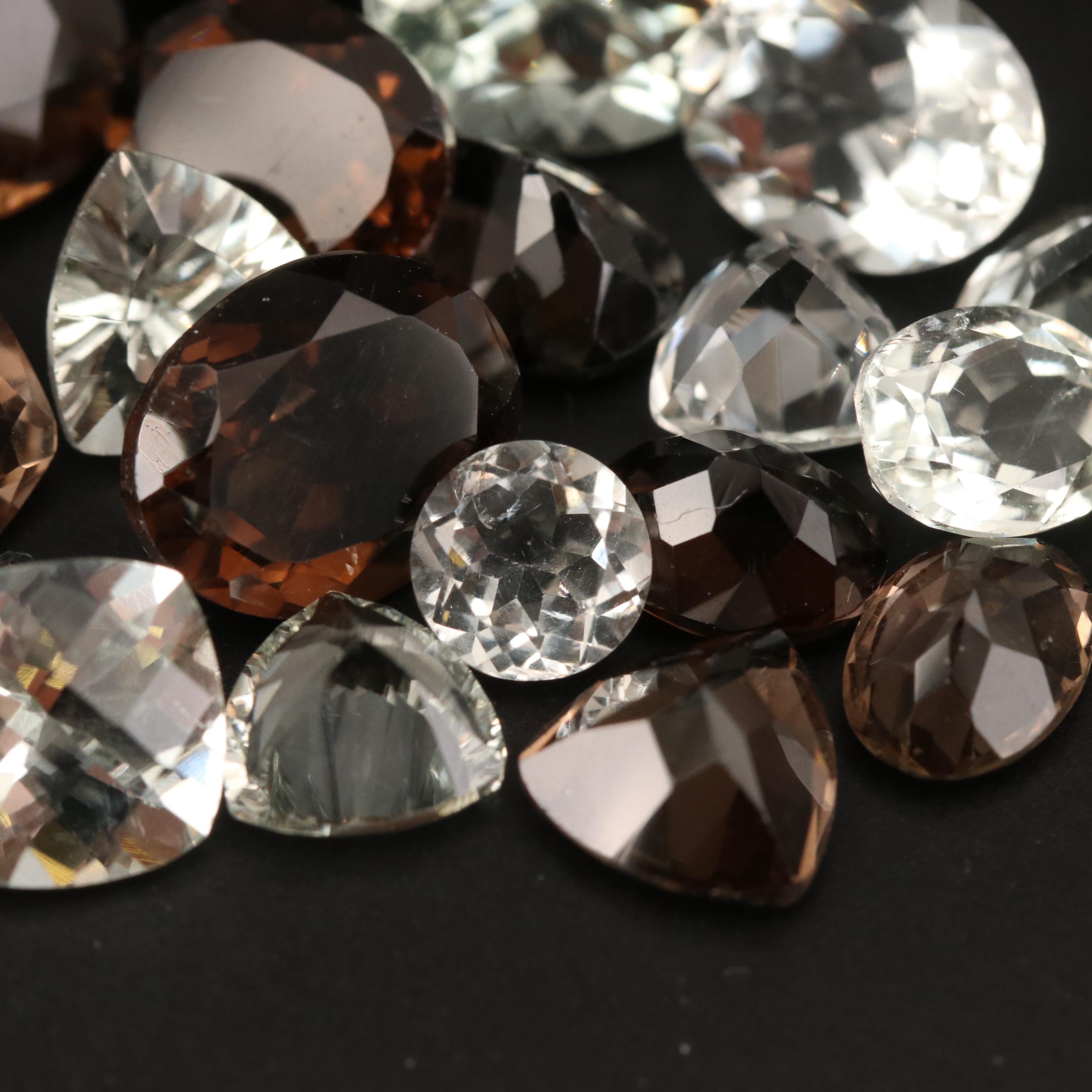 Loose 67.02 CTW Mixed Faceted Prasiolite and Smoky Quartz