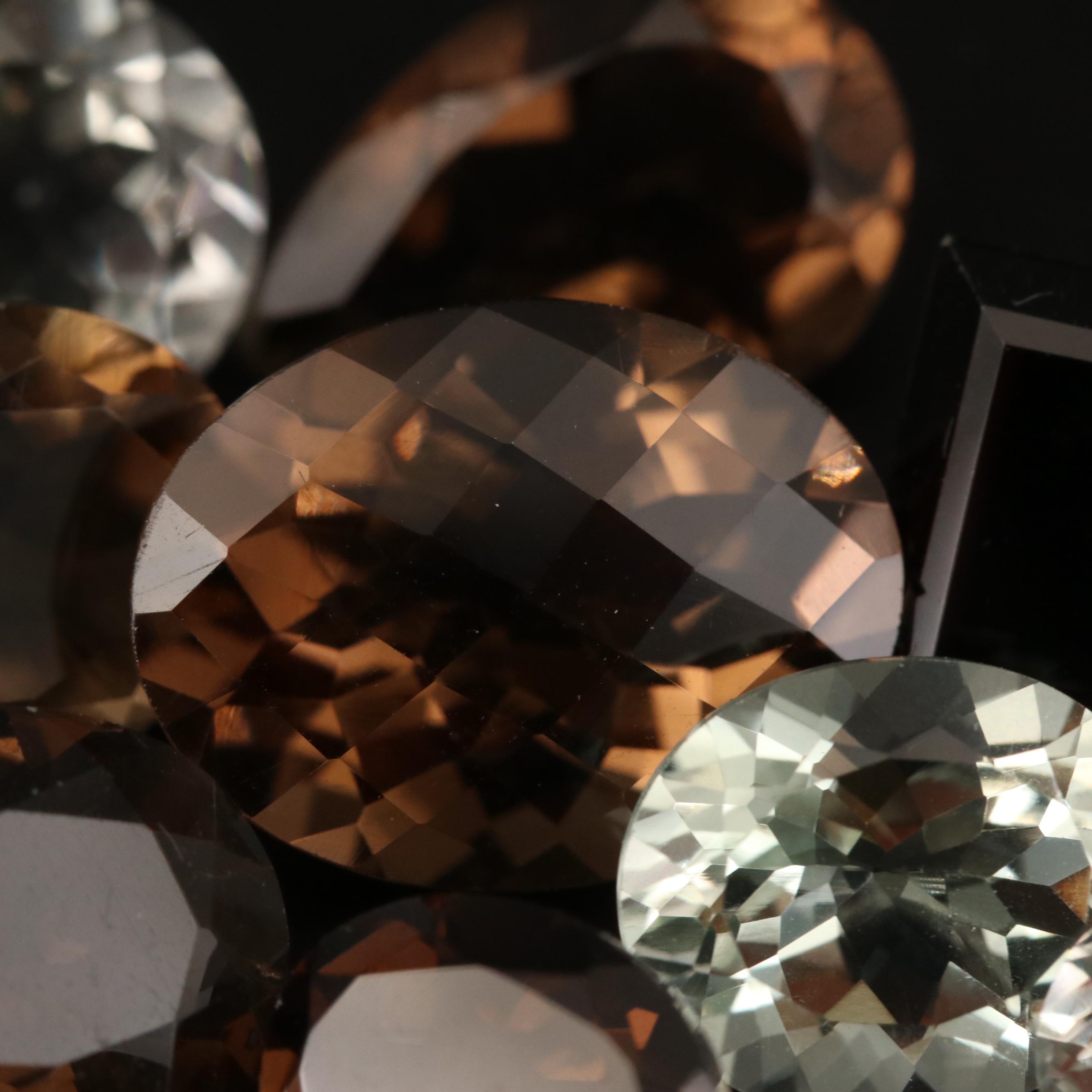 Loose 67.02 CTW Mixed Faceted Prasiolite and Smoky Quartz