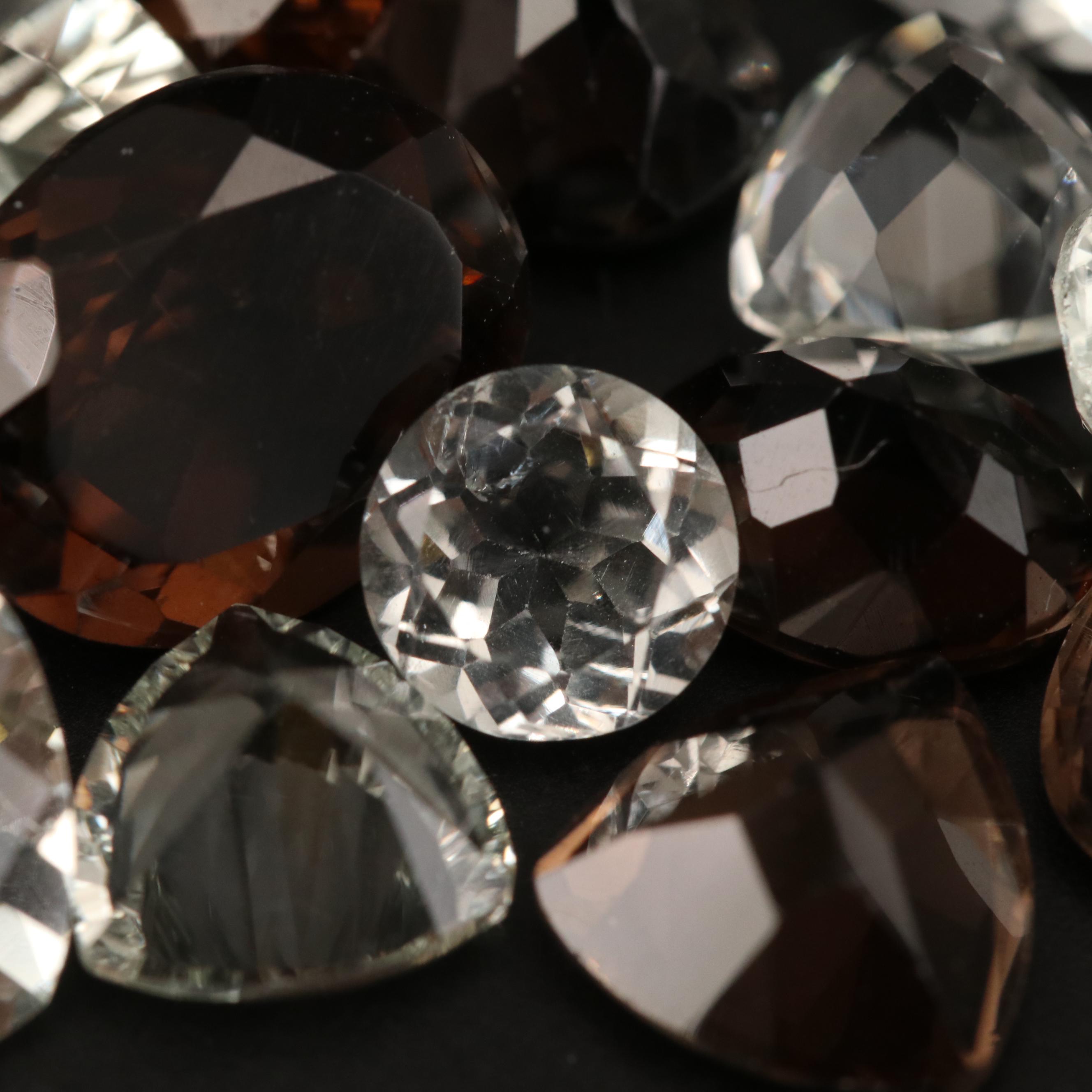 Loose 67.02 CTW Mixed Faceted Prasiolite and Smoky Quartz