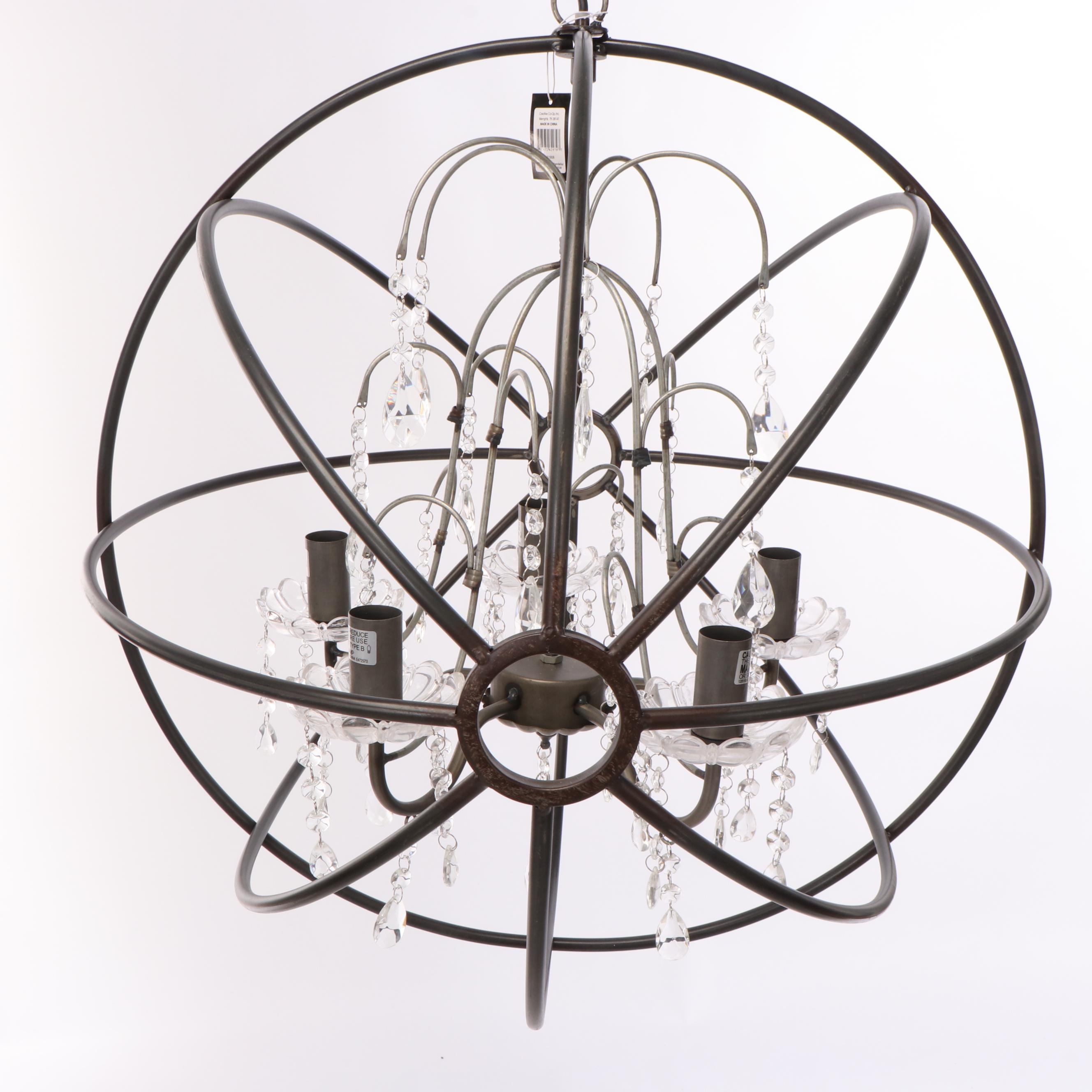 Creative Co-Op Inc. Metal Chandelier with Glass Crystals