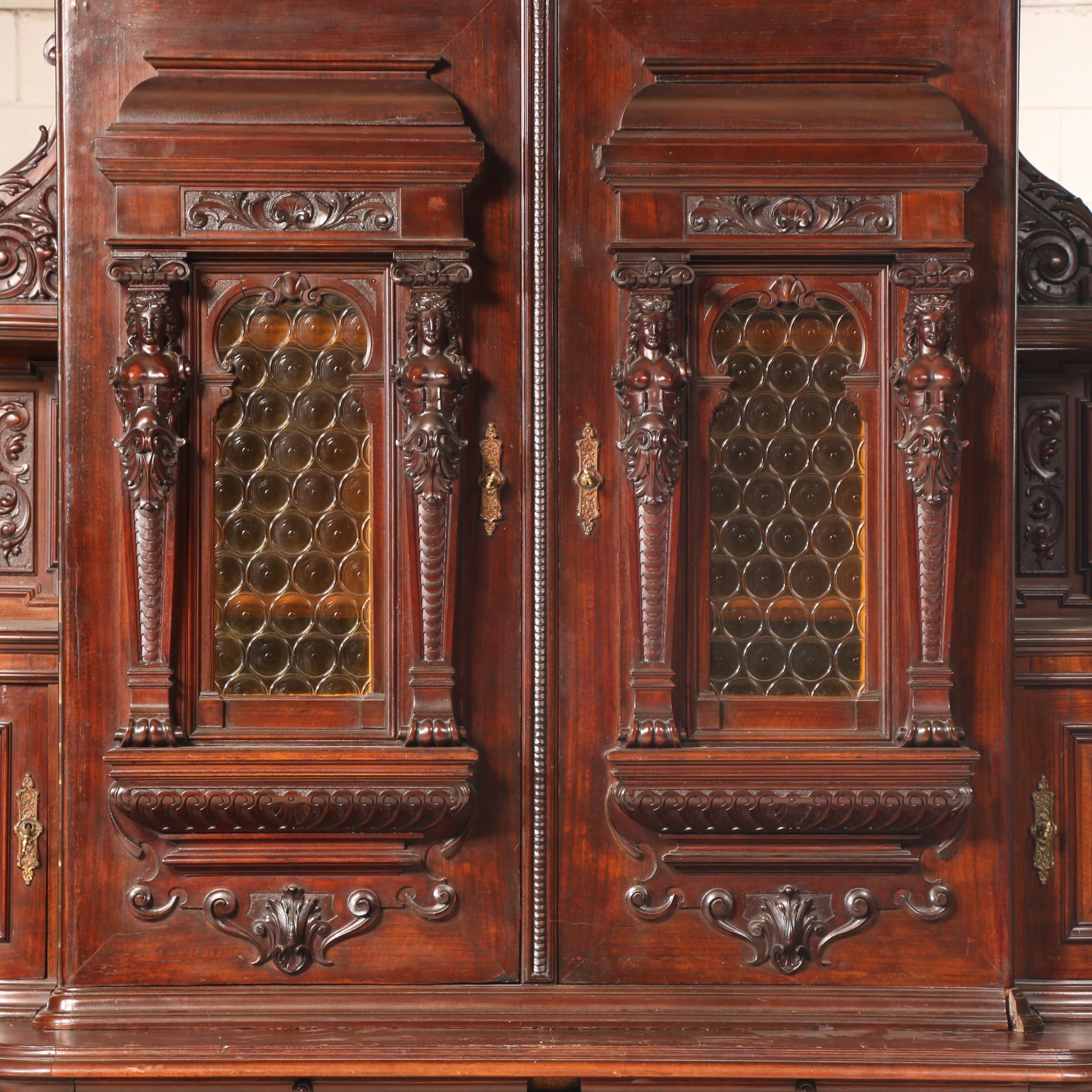 French Henri II Style Walnut Buffet à Deux Corps