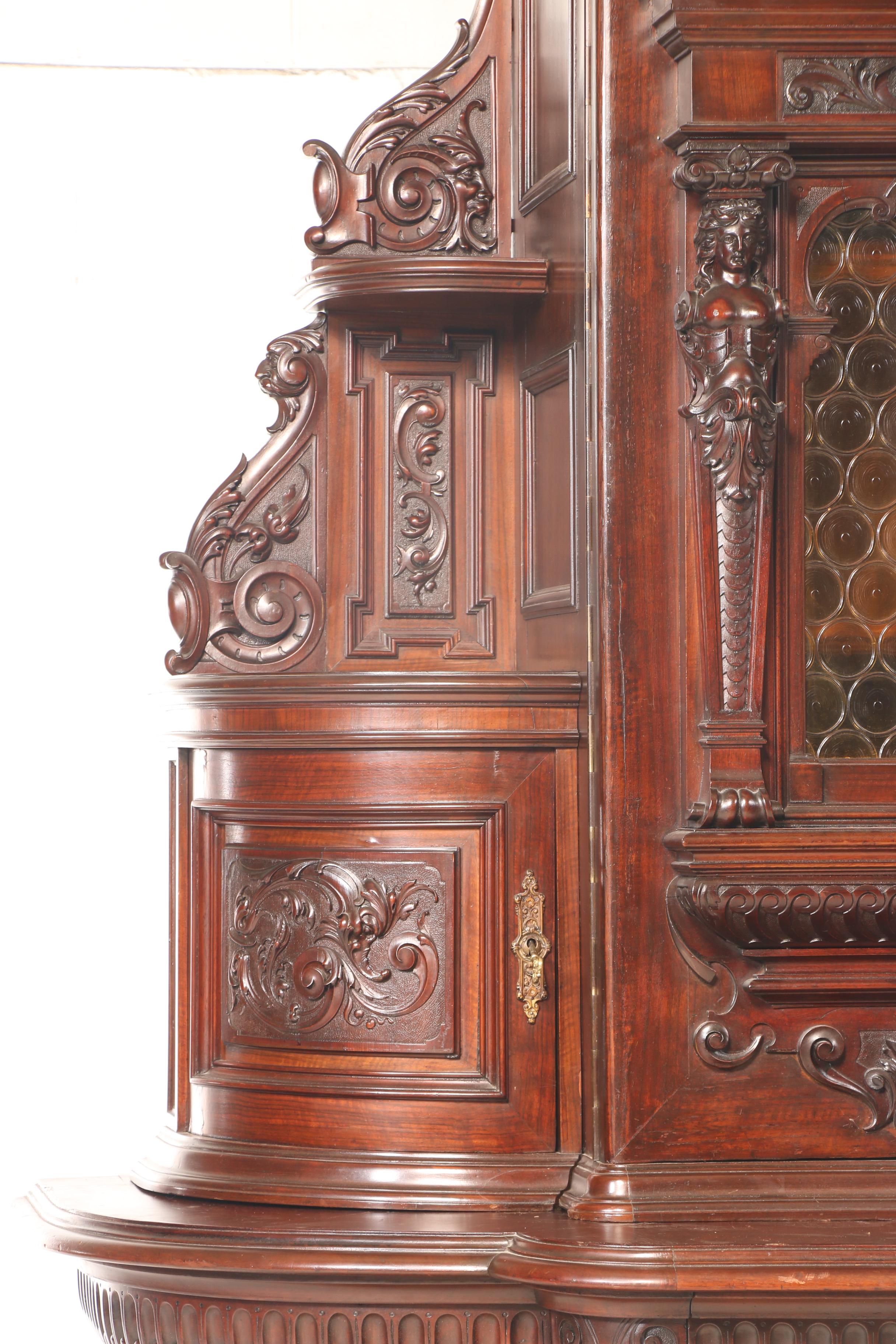 French Henri II Style Walnut Buffet à Deux Corps