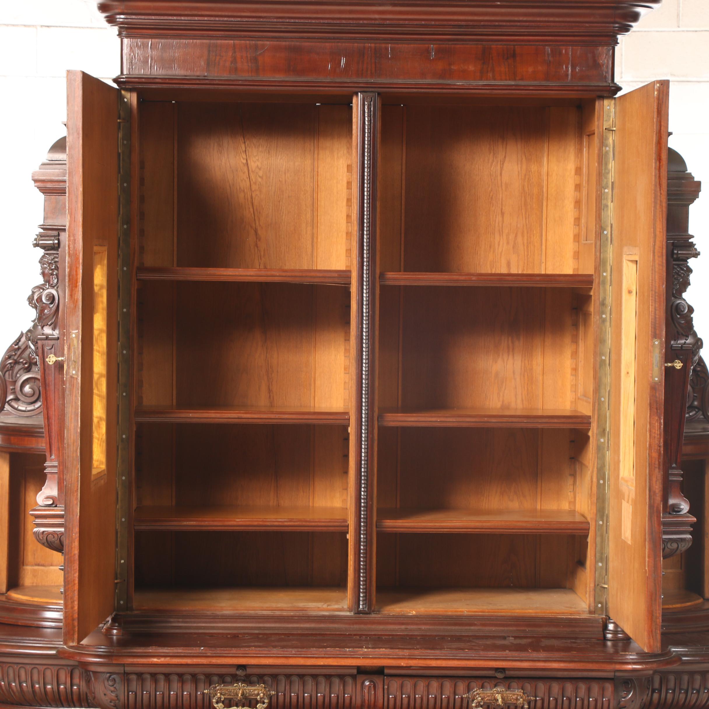 French Henri II Style Walnut Buffet à Deux Corps