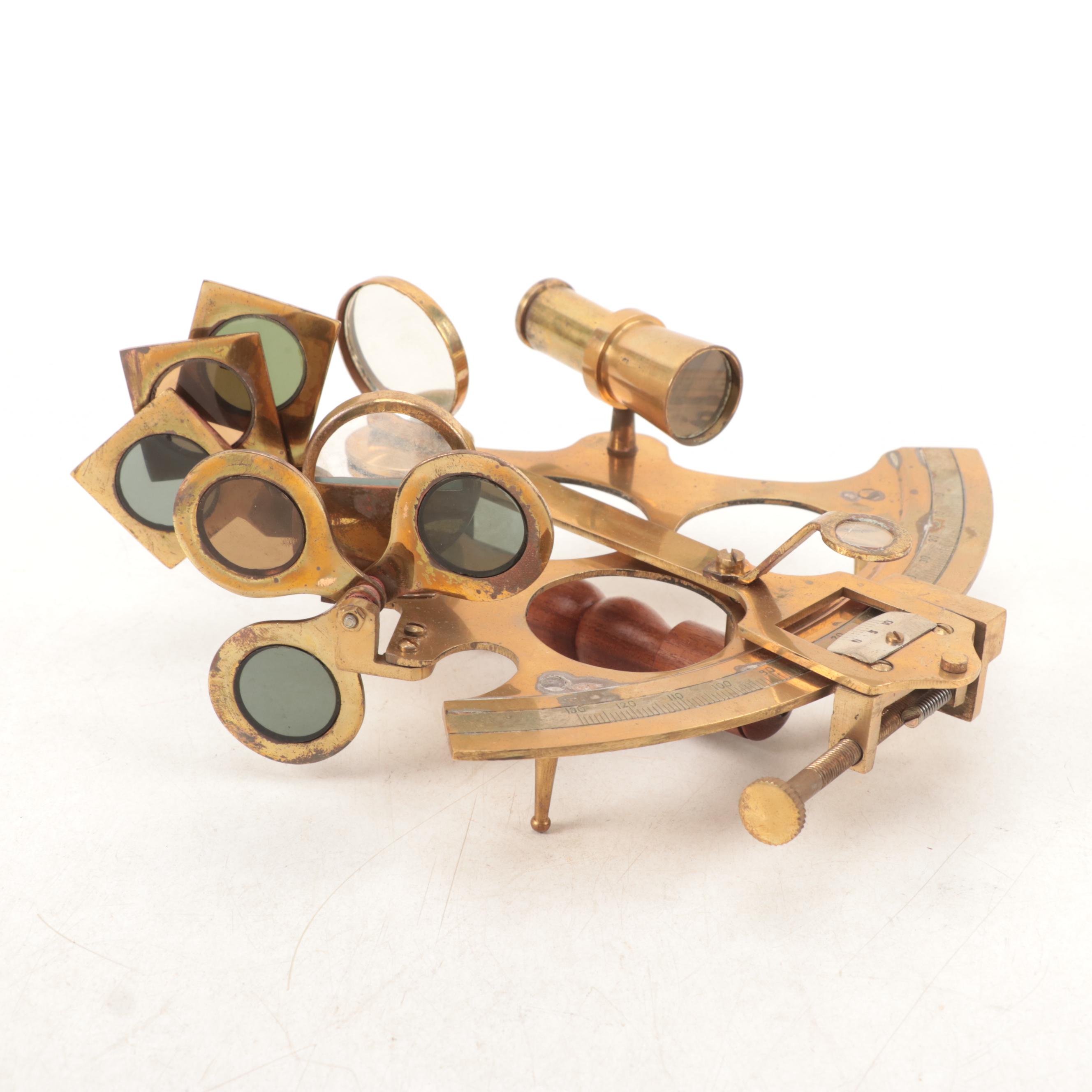 Brass Sextant with Walnut Wood Case