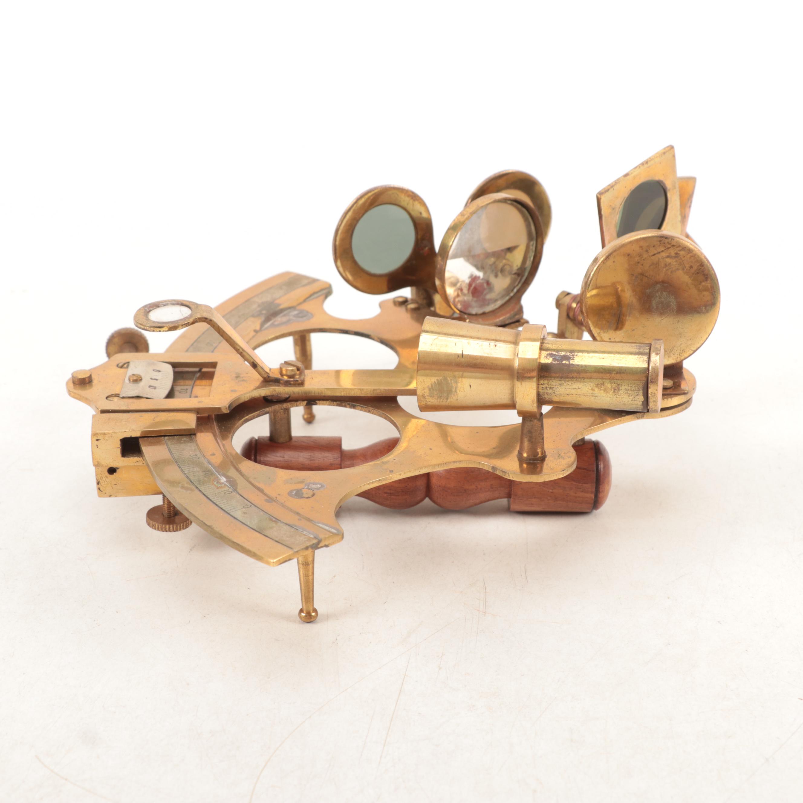 Brass Sextant with Walnut Wood Case