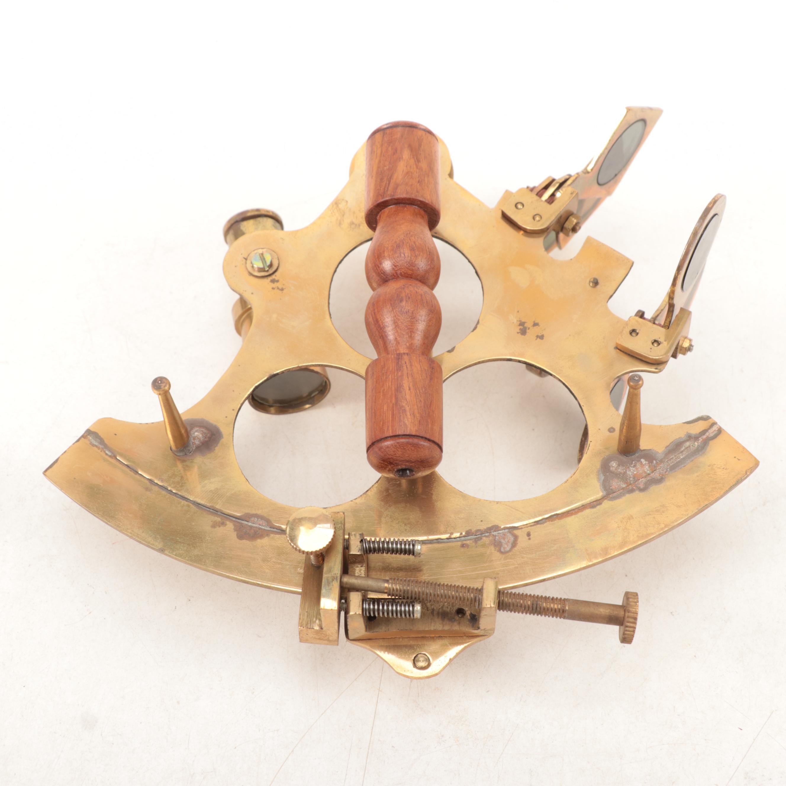 Brass Sextant with Walnut Wood Case