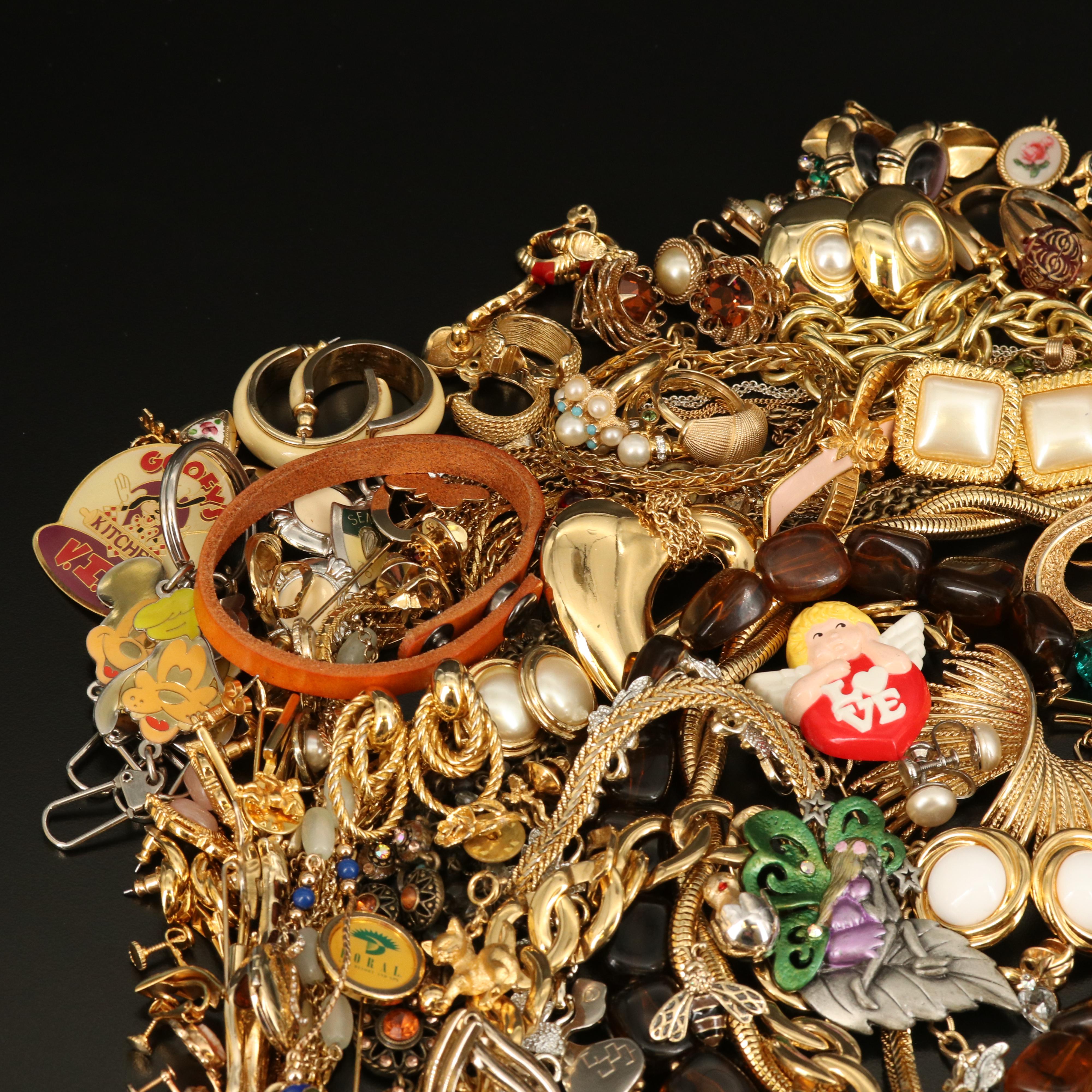 Gold Filled Jewelry Featuring Crown Trifari, Laurel Burch and Disney