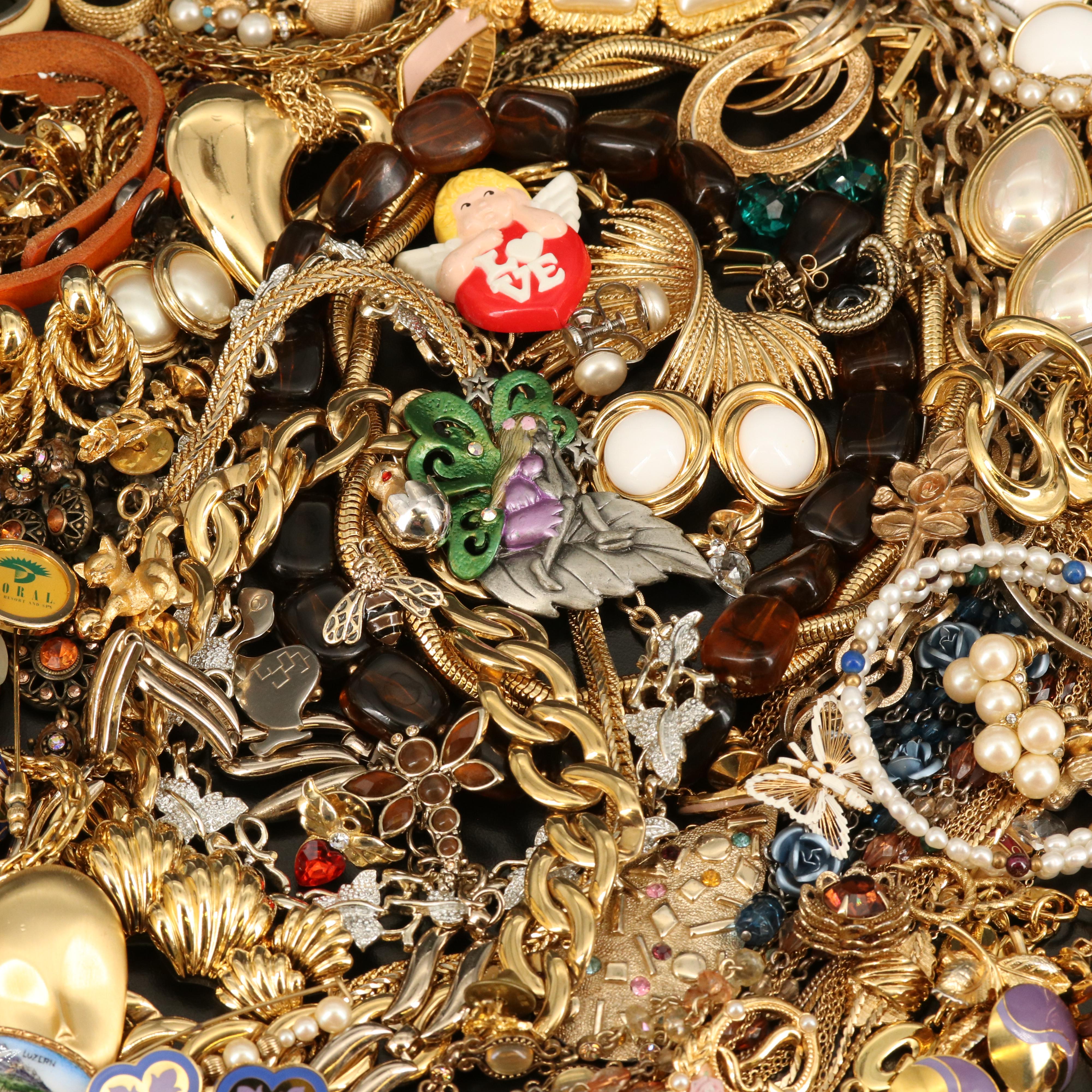 Gold Filled Jewelry Featuring Crown Trifari, Laurel Burch and Disney