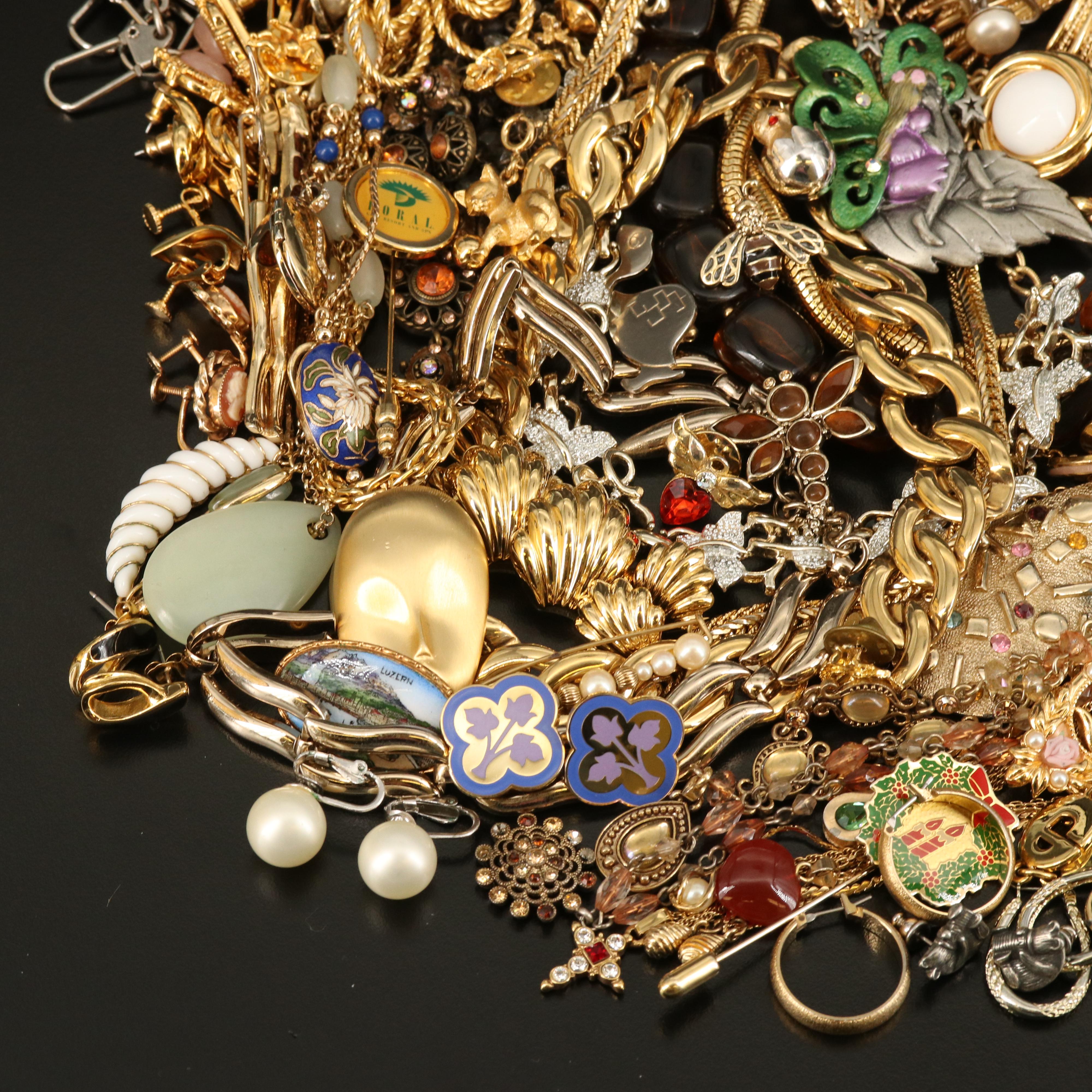 Gold Filled Jewelry Featuring Crown Trifari, Laurel Burch and Disney