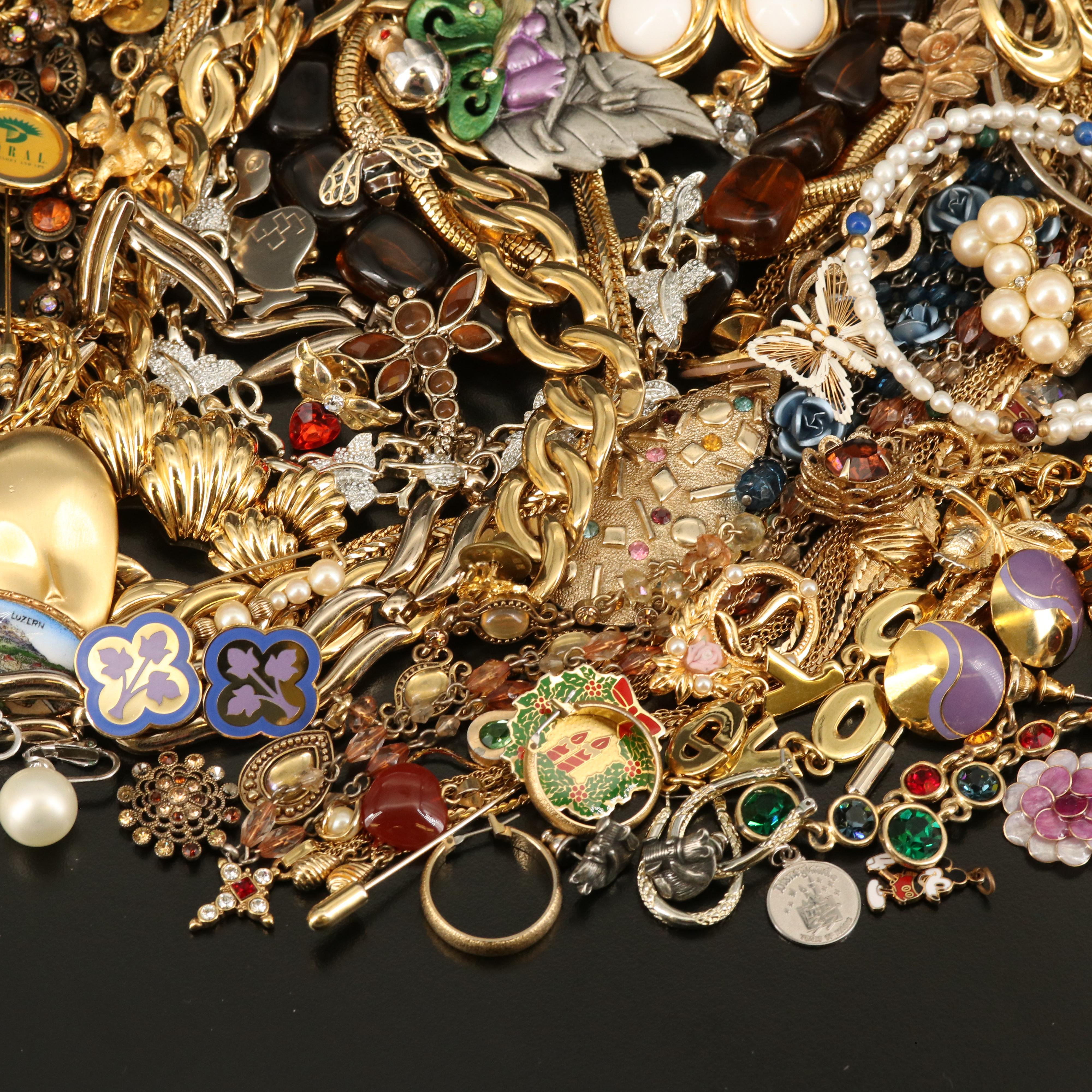 Gold Filled Jewelry Featuring Crown Trifari, Laurel Burch and Disney