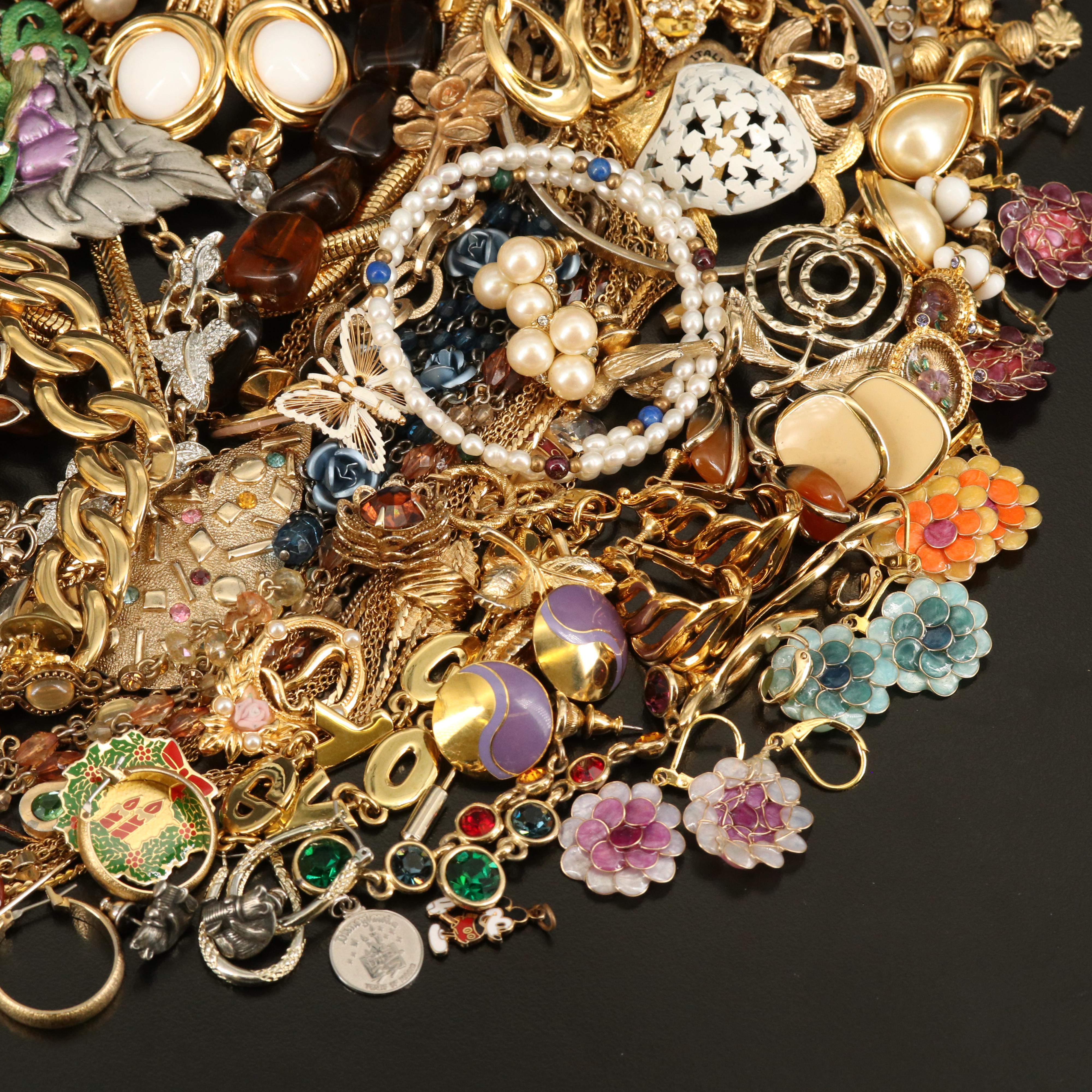 Gold Filled Jewelry Featuring Crown Trifari, Laurel Burch and Disney