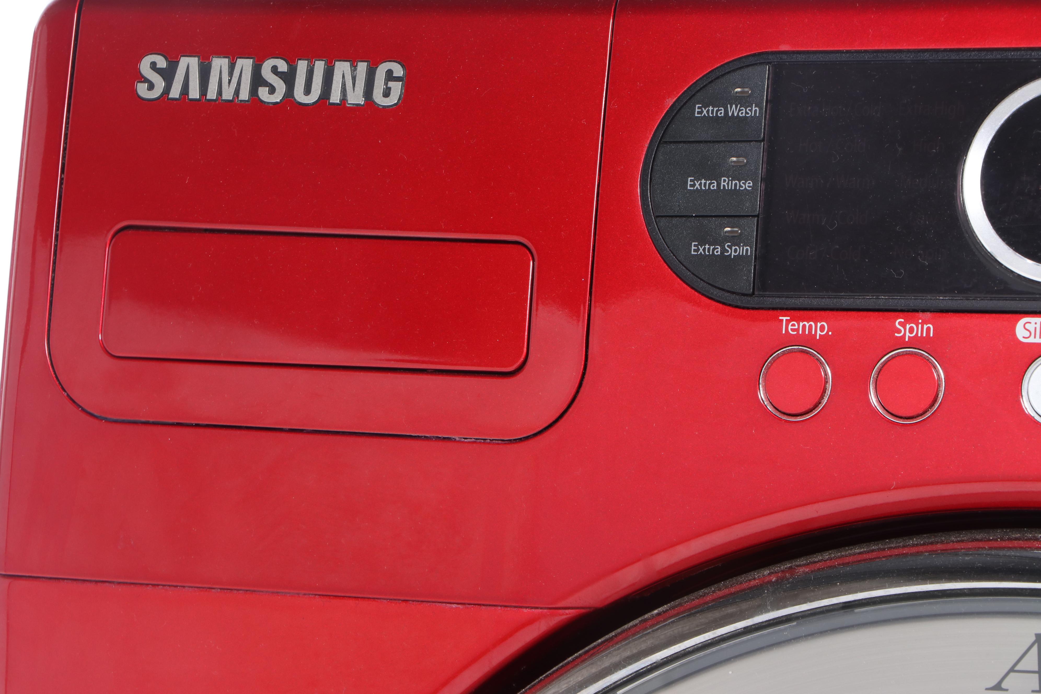 Samsung "Silver Care Technology" Front-Load Washing Machine in Tango Red