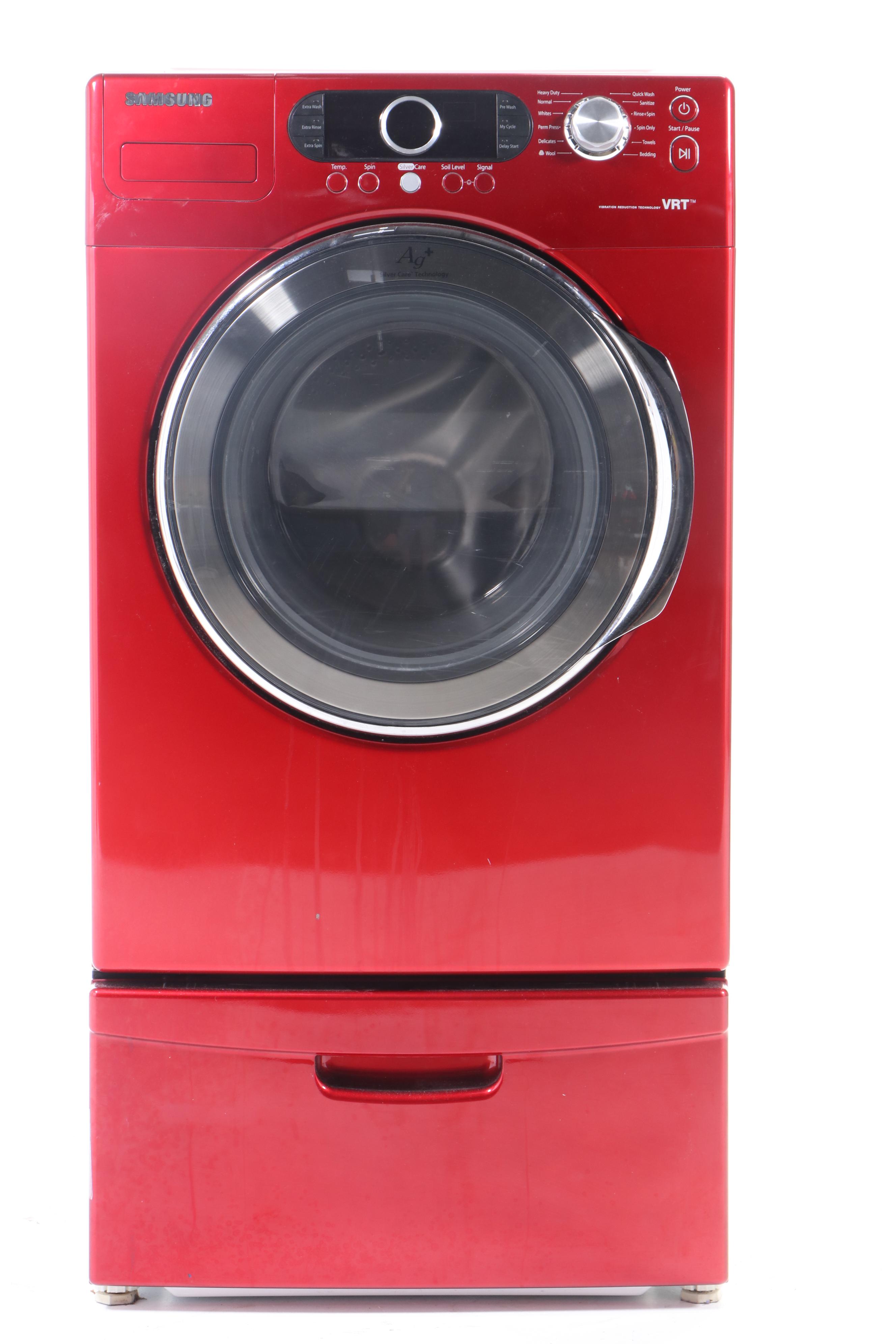 Samsung "Silver Care Technology" Front-Load Washing Machine in Tango Red