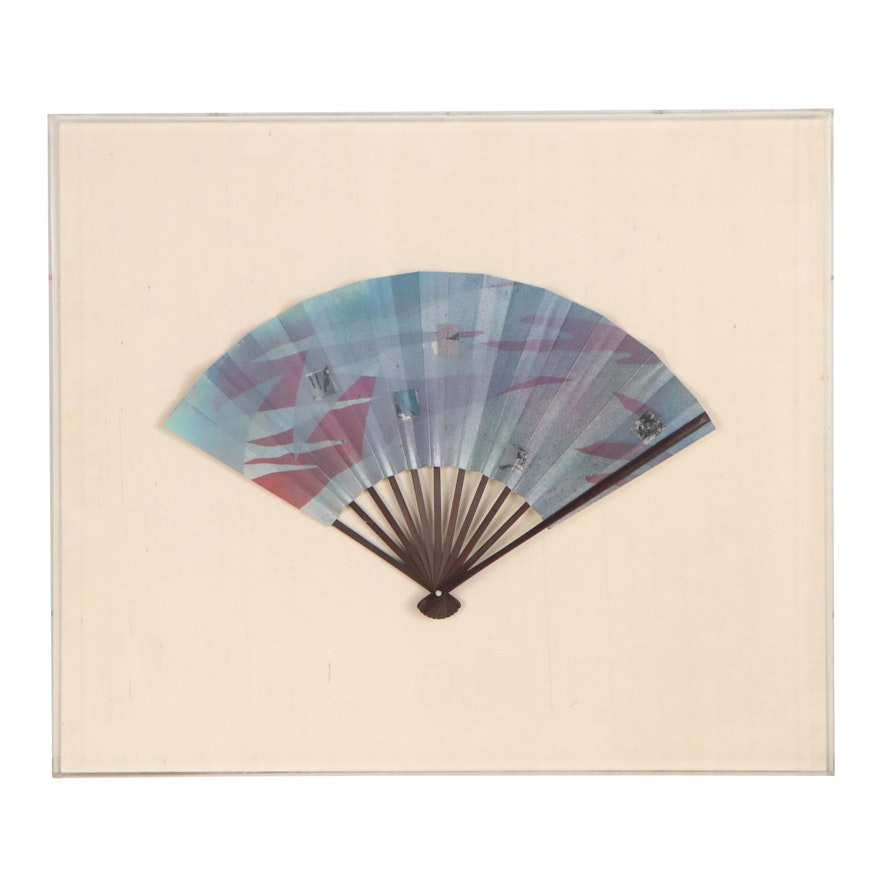 Chris Mesarch Hand-Crafted Folding Fan in Frame