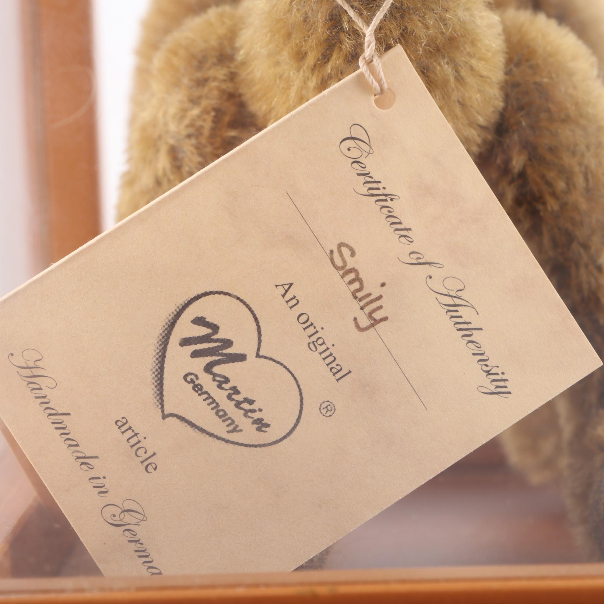 German Limited Edition Handmade Bear "Smily" by Martin in Display Case