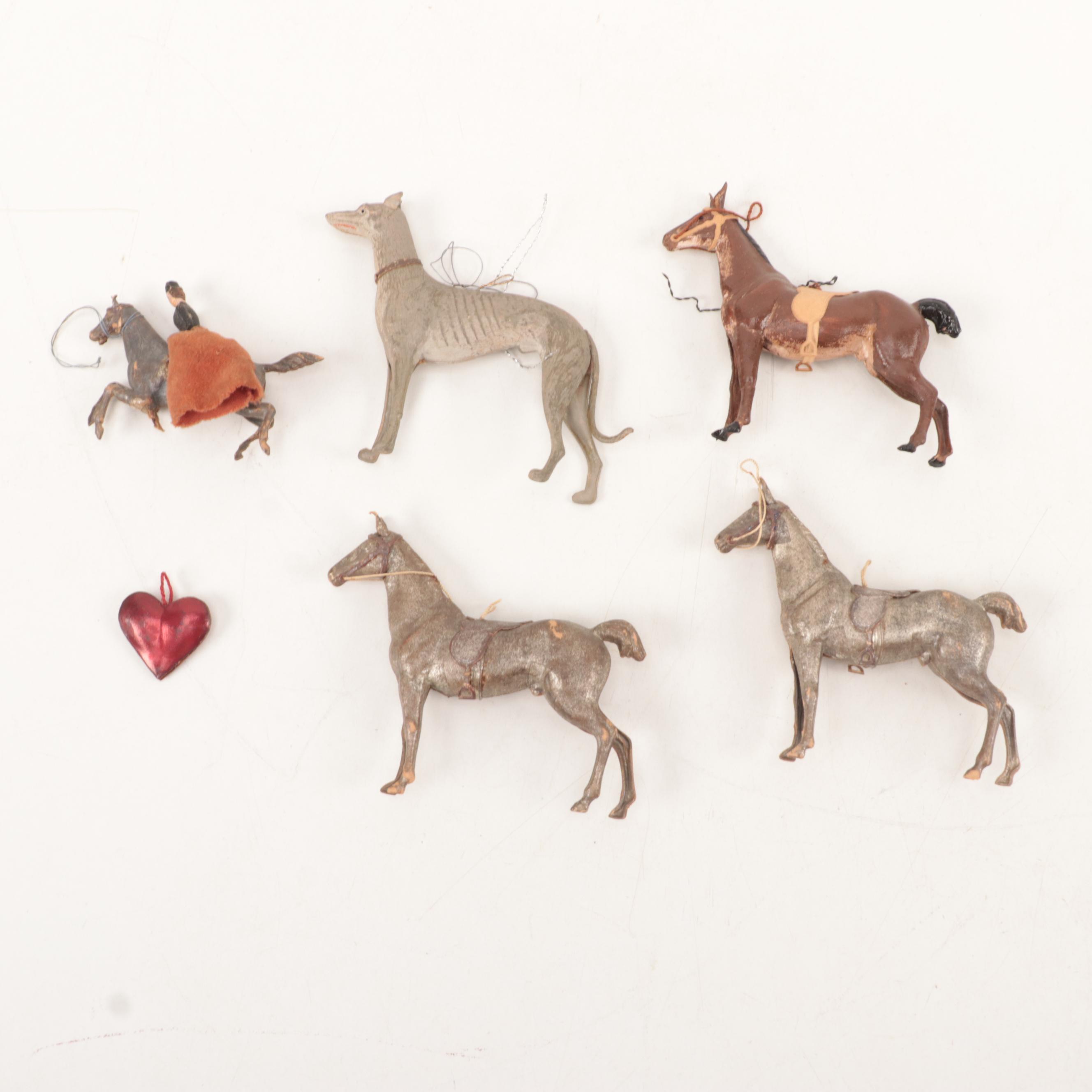 Dresden Embossed Paper Christmas Ornaments, Late 19th, Early 20th Century