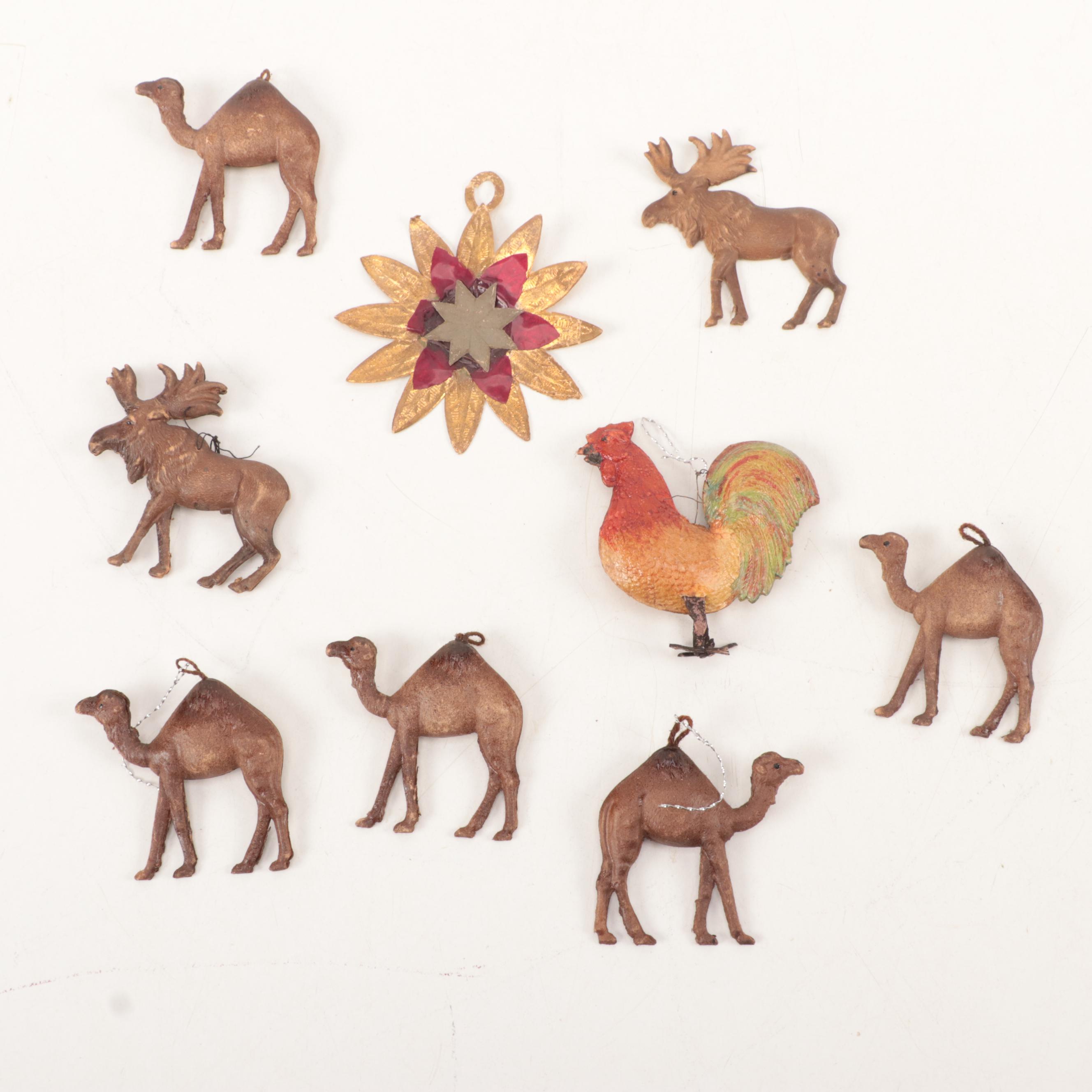 Dresden Embossed Paper Christmas Ornaments, Late 19th, Early 20th Century