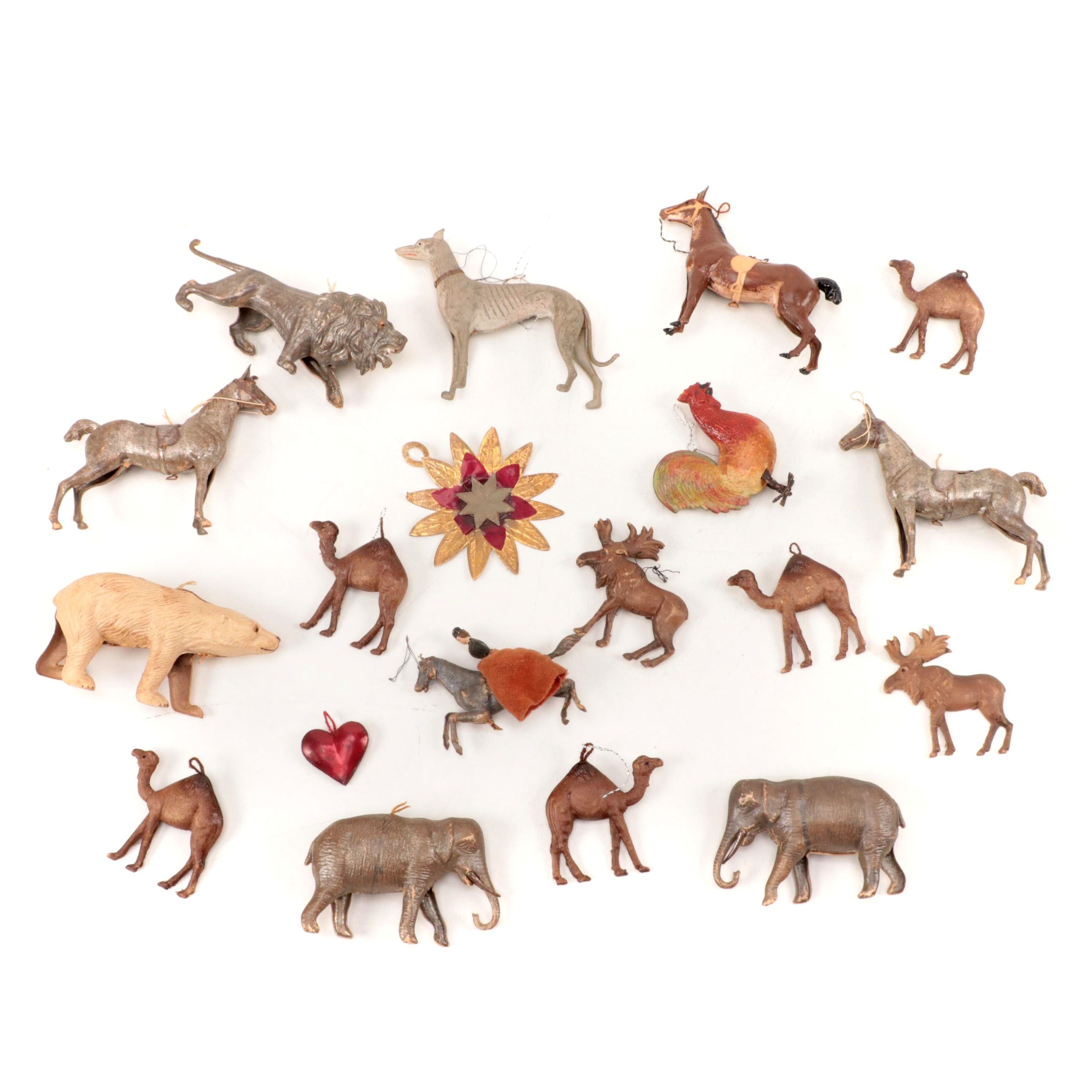 Dresden Embossed Paper Christmas Ornaments, Late 19th, Early 20th Century