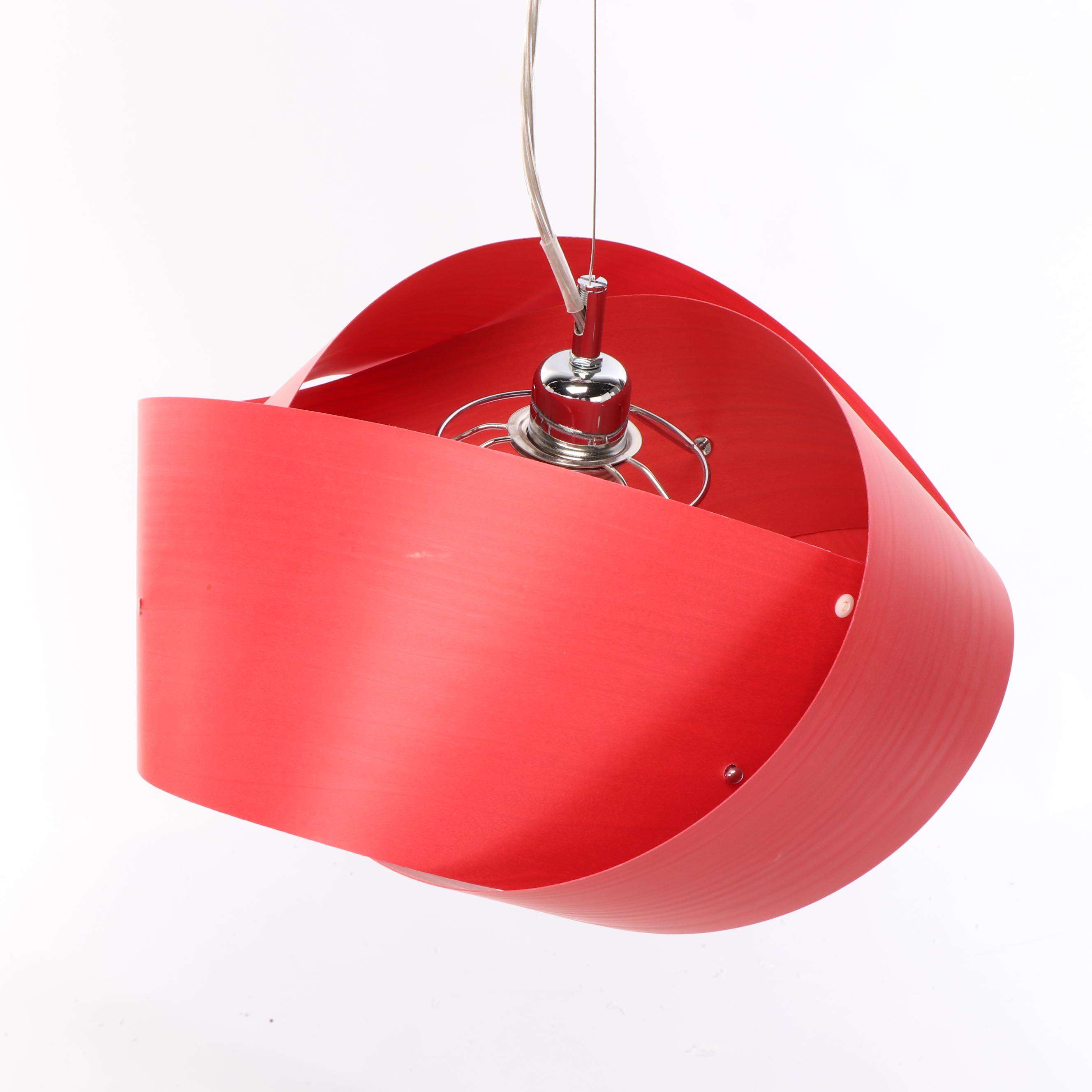 LZF "Nut" Red Wood Veneer Pendant Designed by Ray Power and Mariví Calvo