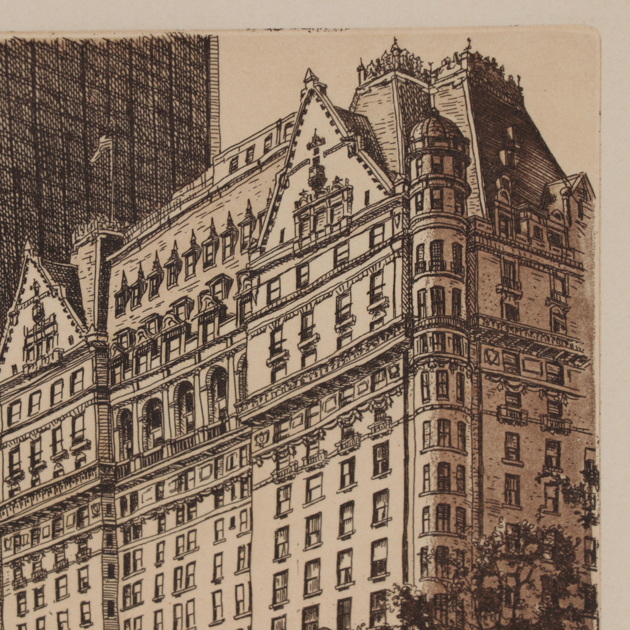 Elliott Engels Etching "Music at the Plaza," 1979