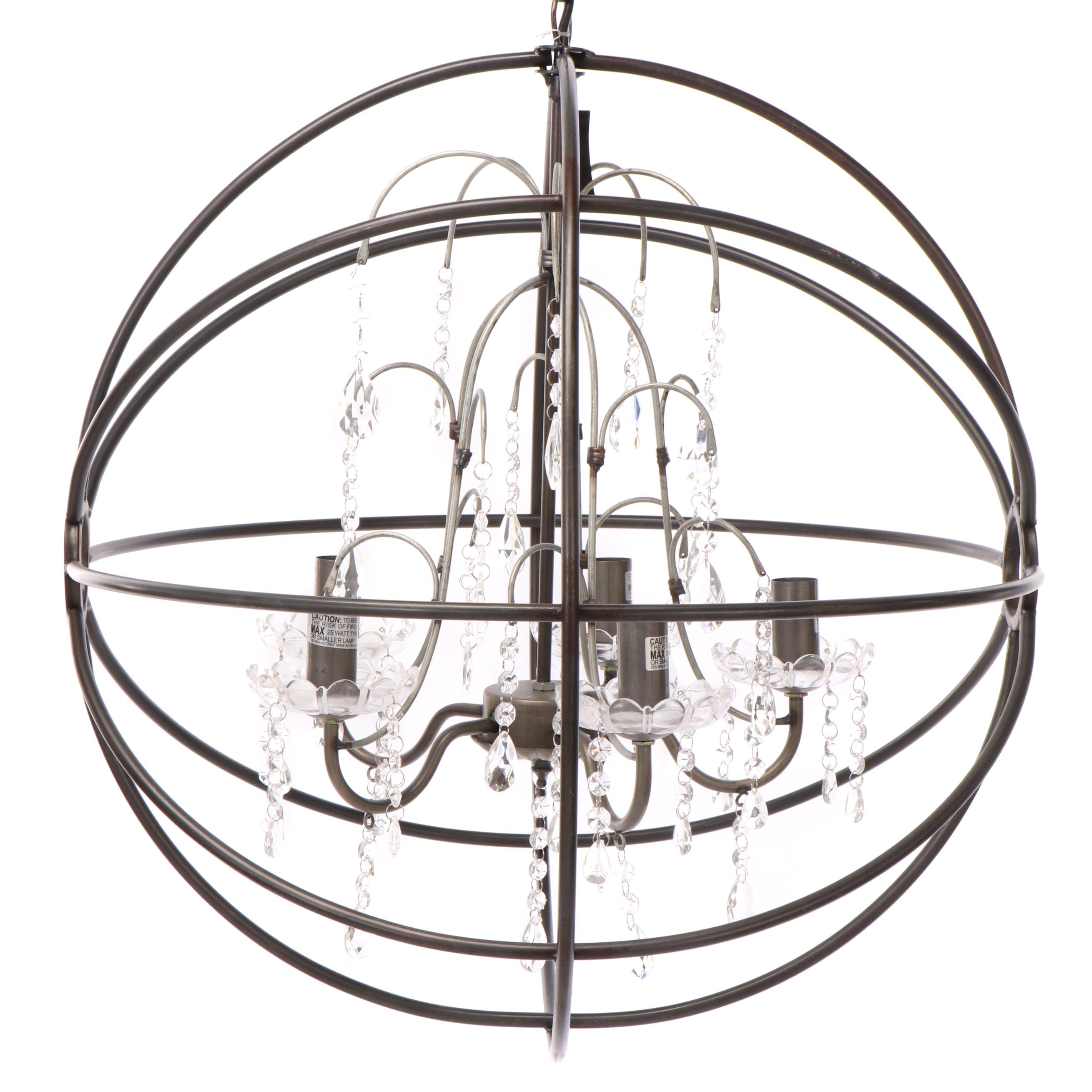 Creative Co-Op Inc. Metal Chandelier with Glass Crystals