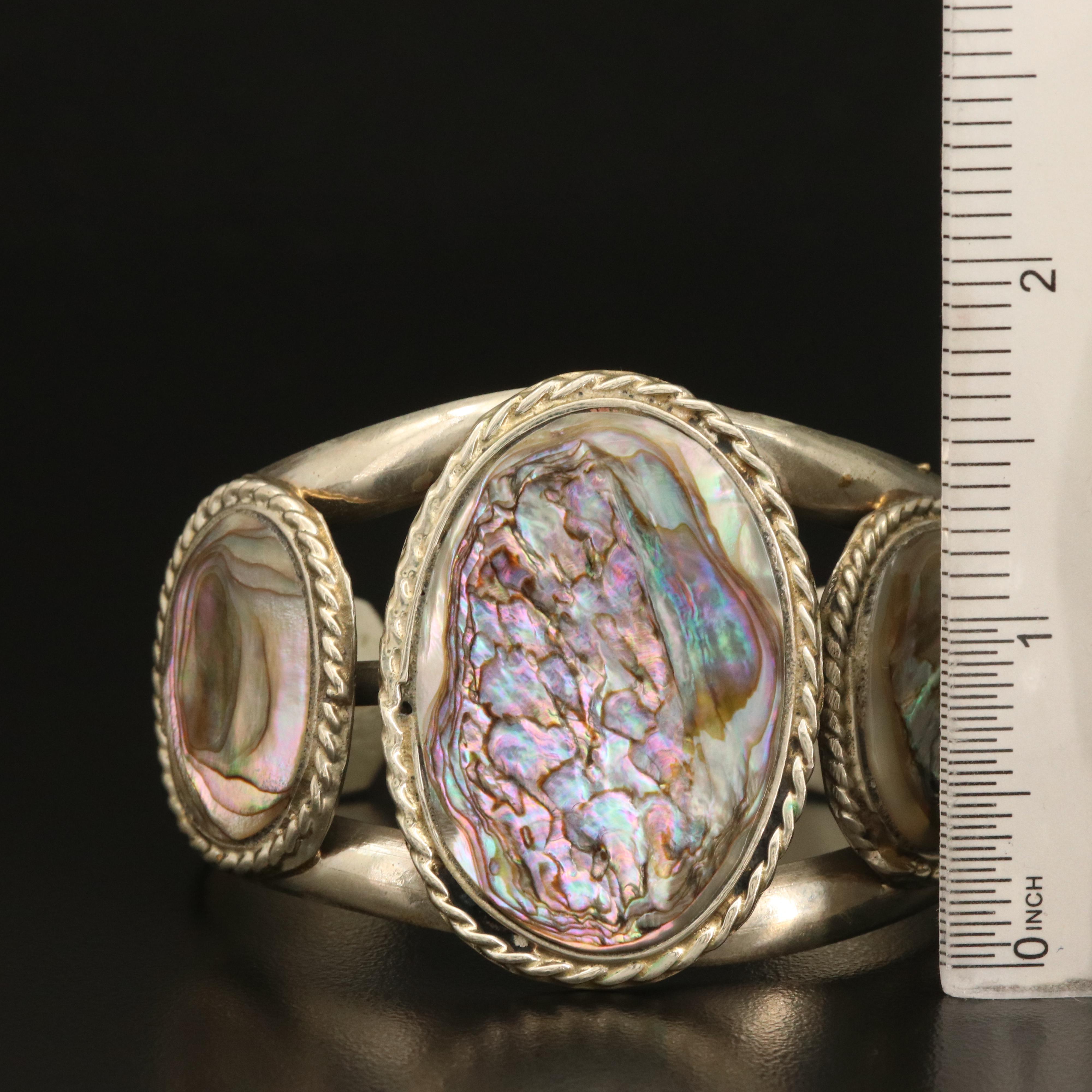 Cuff, Earrings, and Necklace Featuring Mother of Pearl and Abalone