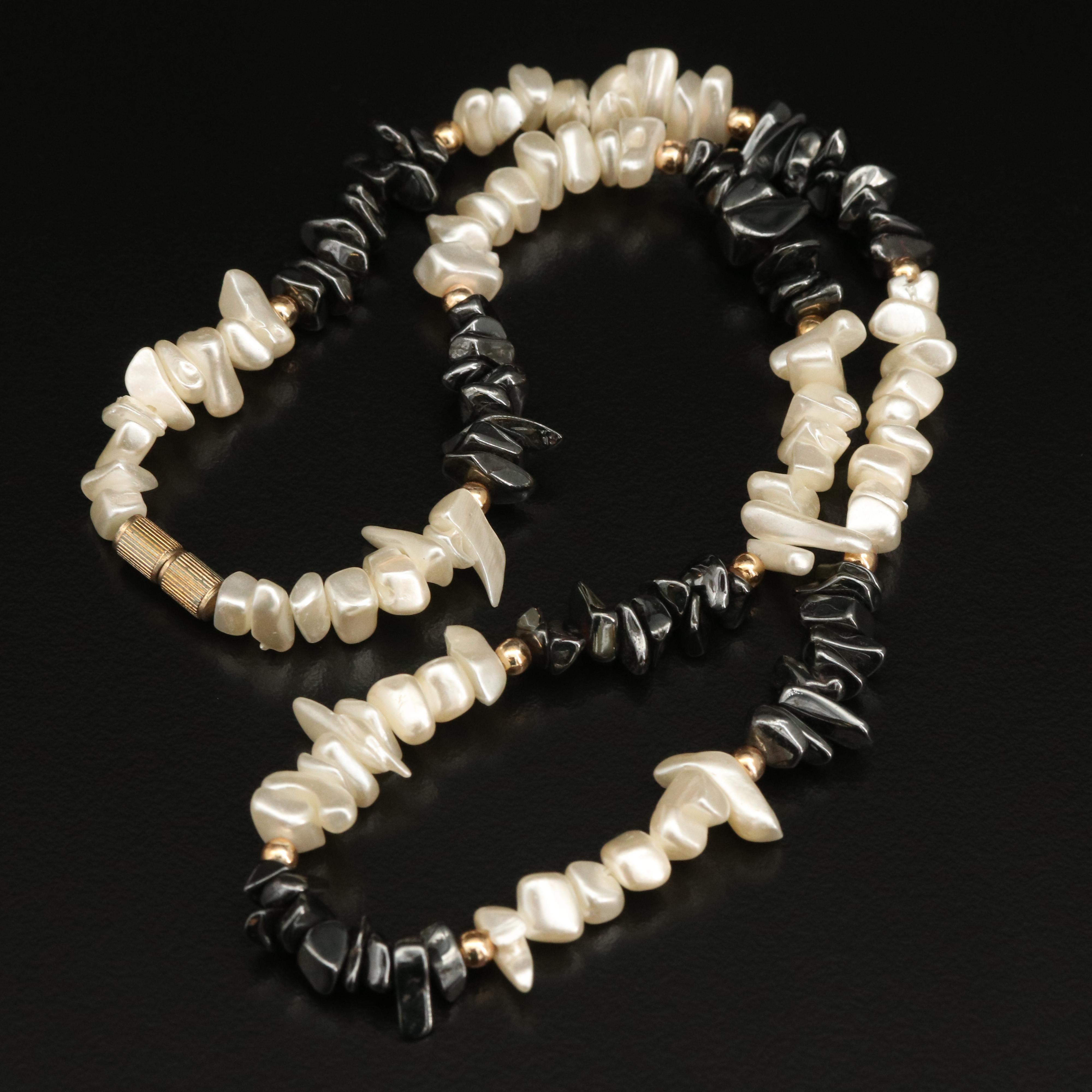 Cuff, Earrings, and Necklace Featuring Mother of Pearl and Abalone